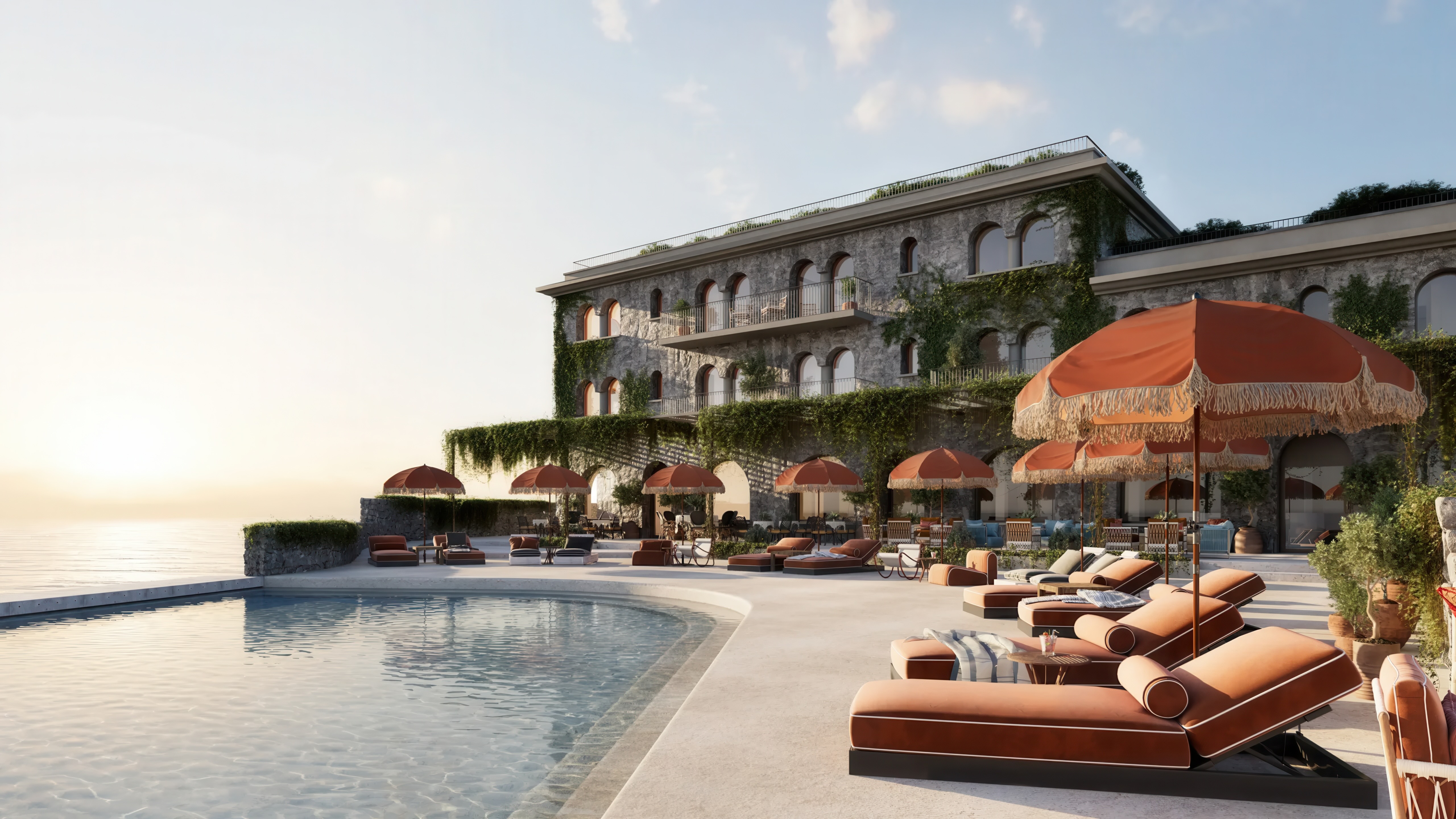 image of the Delos Pool Deck, image courtesy of Zannier Île de Bendor