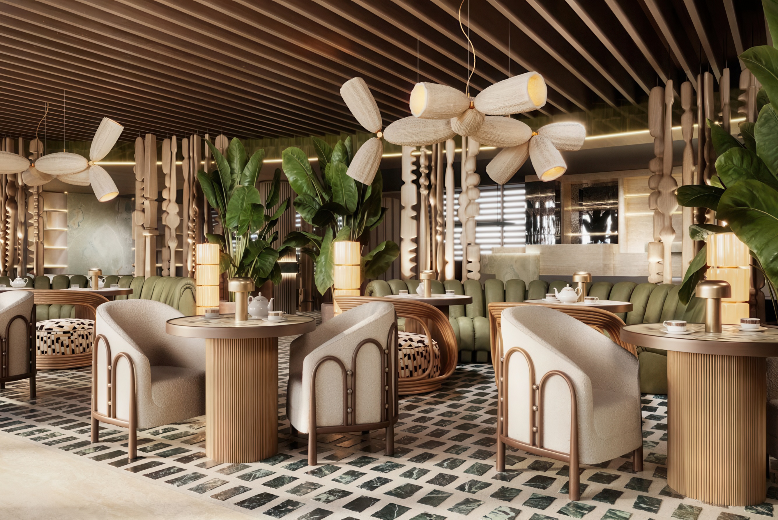 Rendering of dining at Morea House, an Autograph Collection Hotel