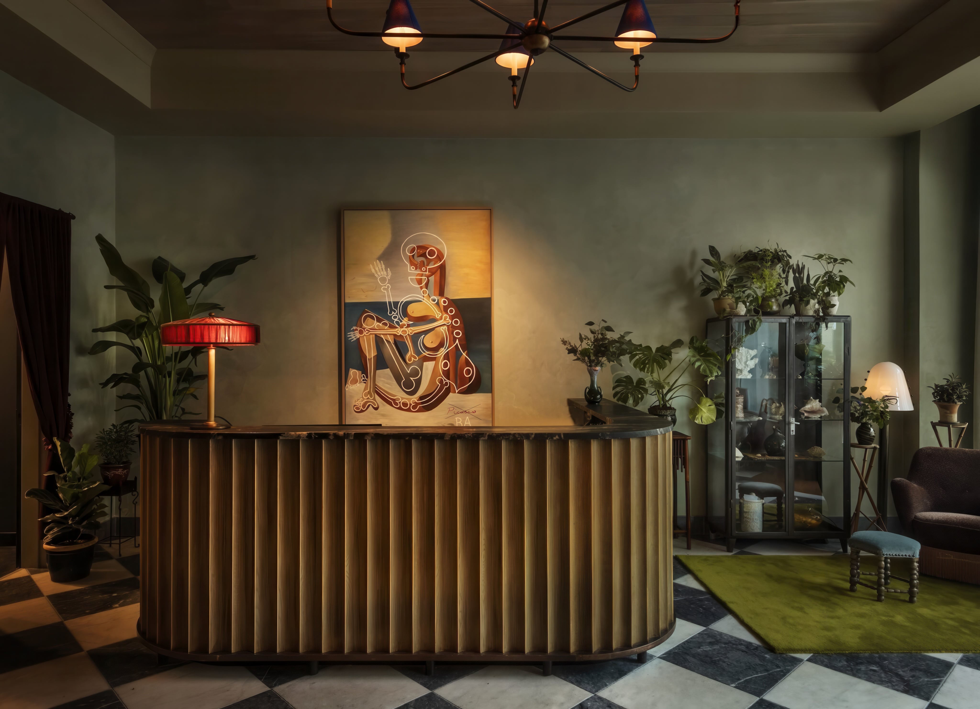 Lobby of The Nickel Hotel, recently opened in Charleston, South Carolina