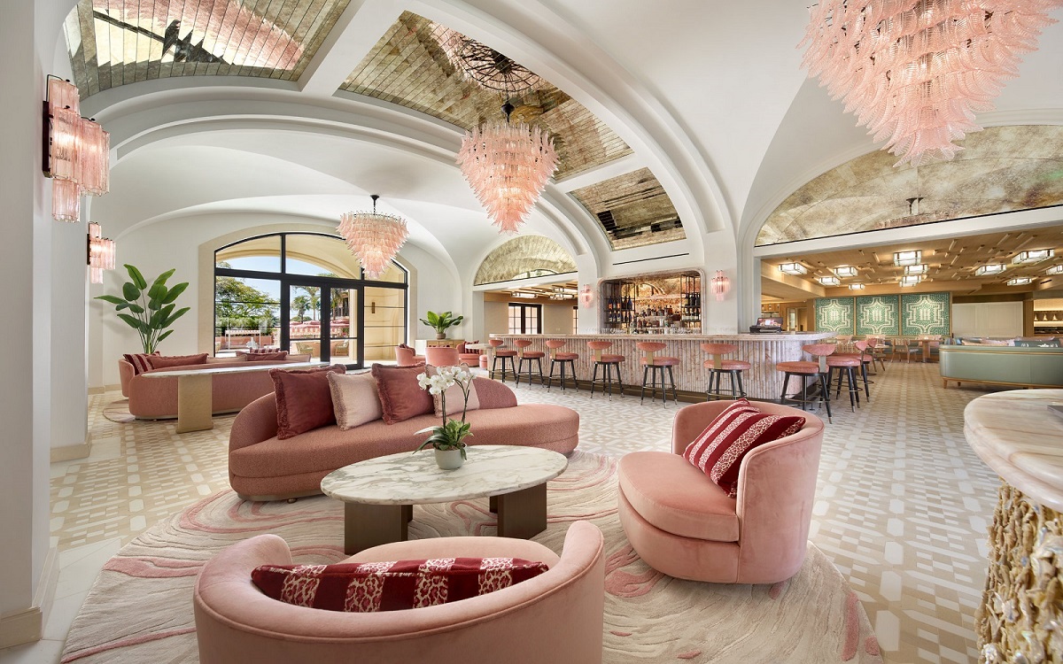 Lobby of the Palm House Hotel in Palm Beach Florida, a part of the Iconic Luxury Hotels collection