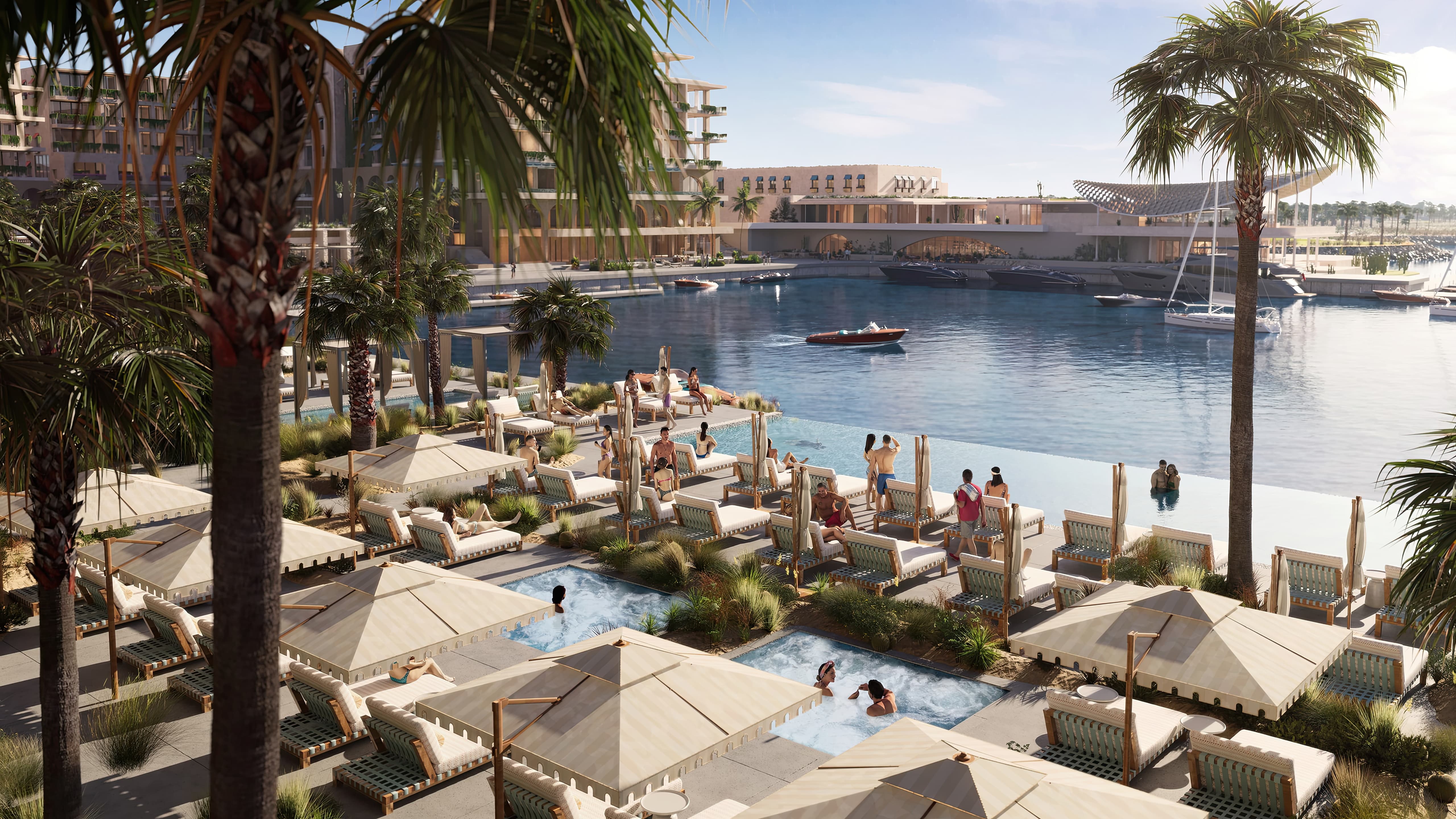 Pool deck and lounge rendering of Casa Blake at Costa Palmas