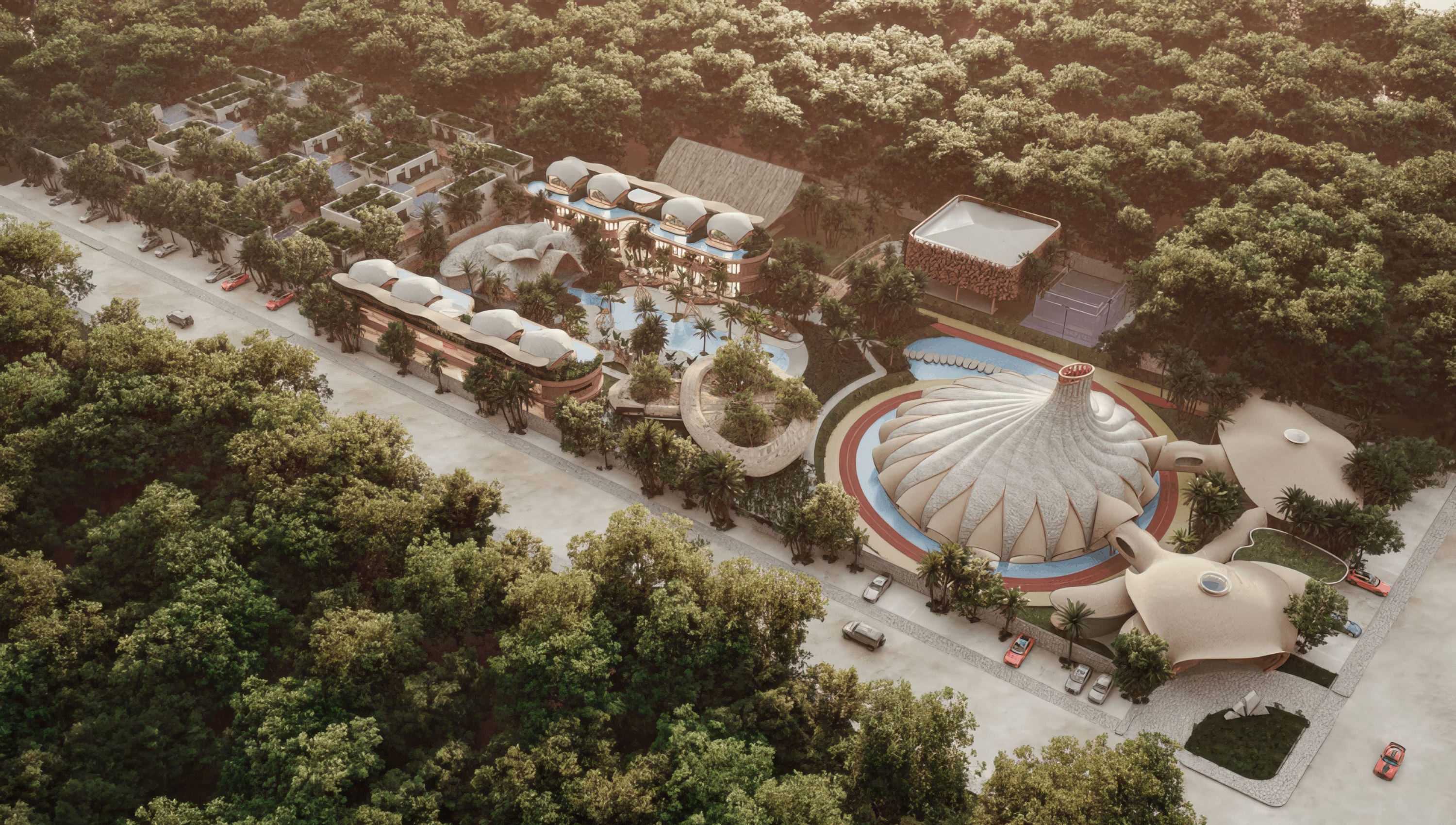 Aerial view of Zamaya Fitness Resort, opening in Tulum Mexico later this year