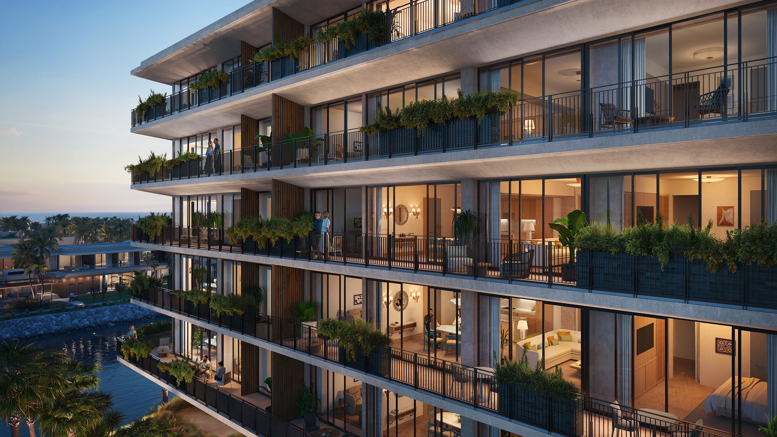 Close up exterior rendering of Casa Blake at Costa Palmas