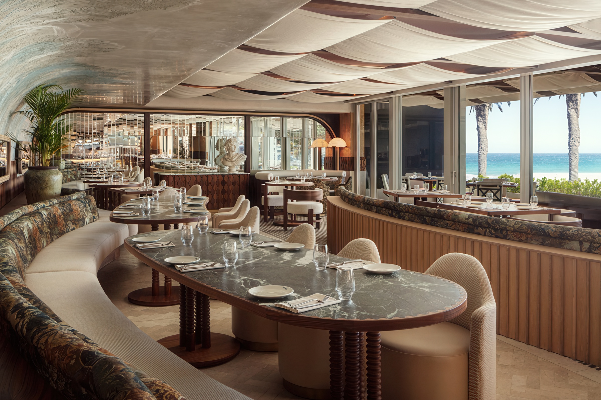 Rendering of dining at Morea House, an Autograph Collection Hotel