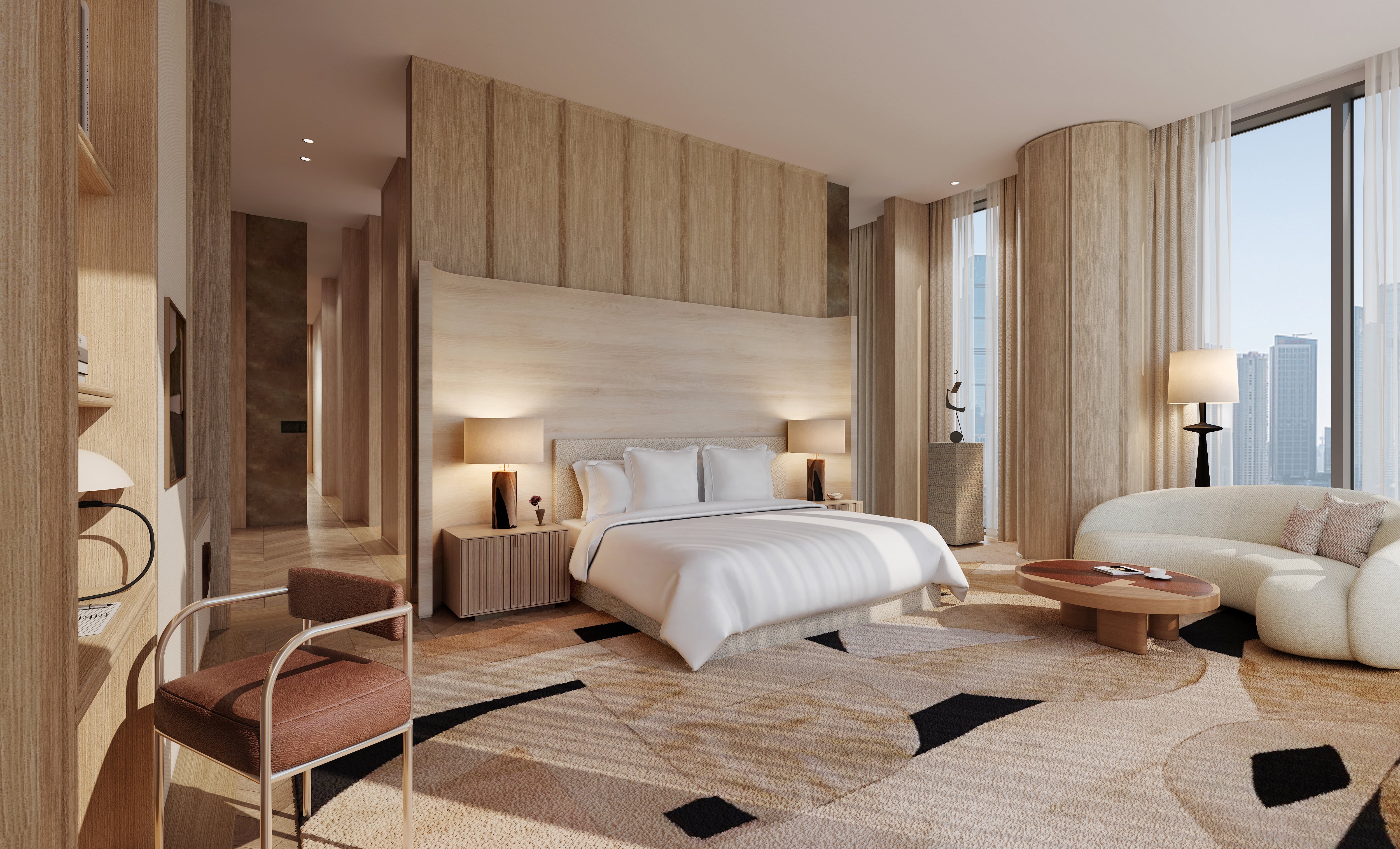 Four Seasons Philadelphia at Comcast Center's penthouse primary bedroom on the Sky Garden Floor debuting this December