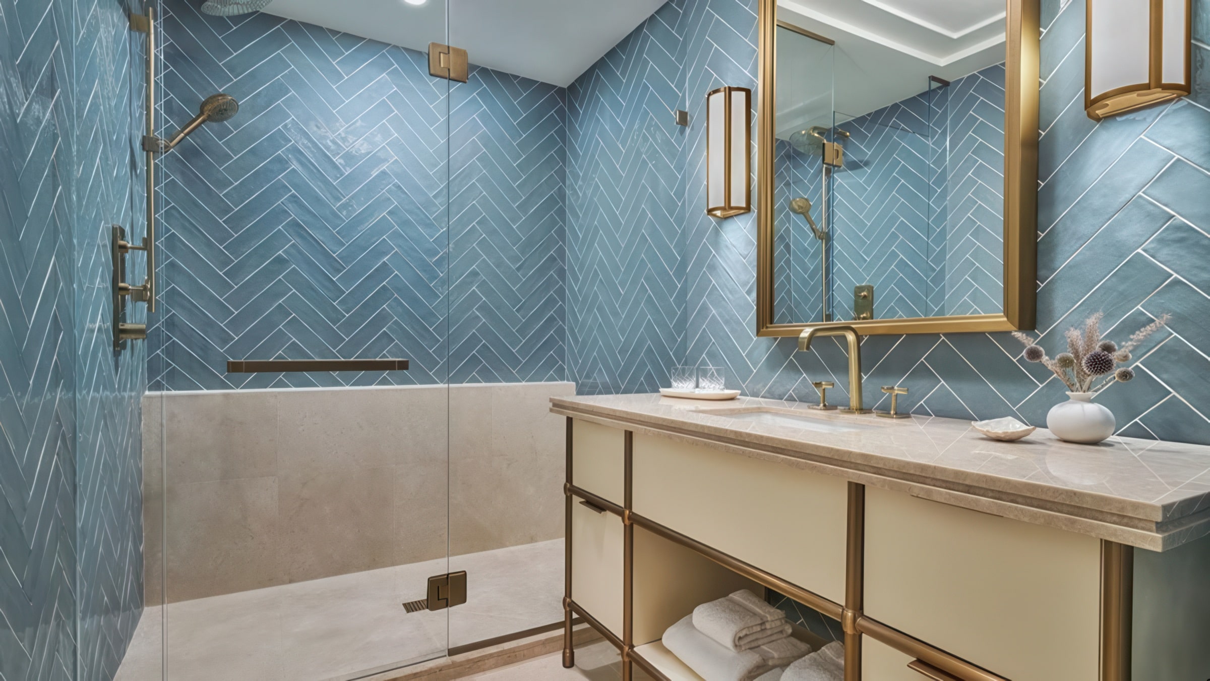 Coastal bathroom at The Cooper, opening in Charleston this fall