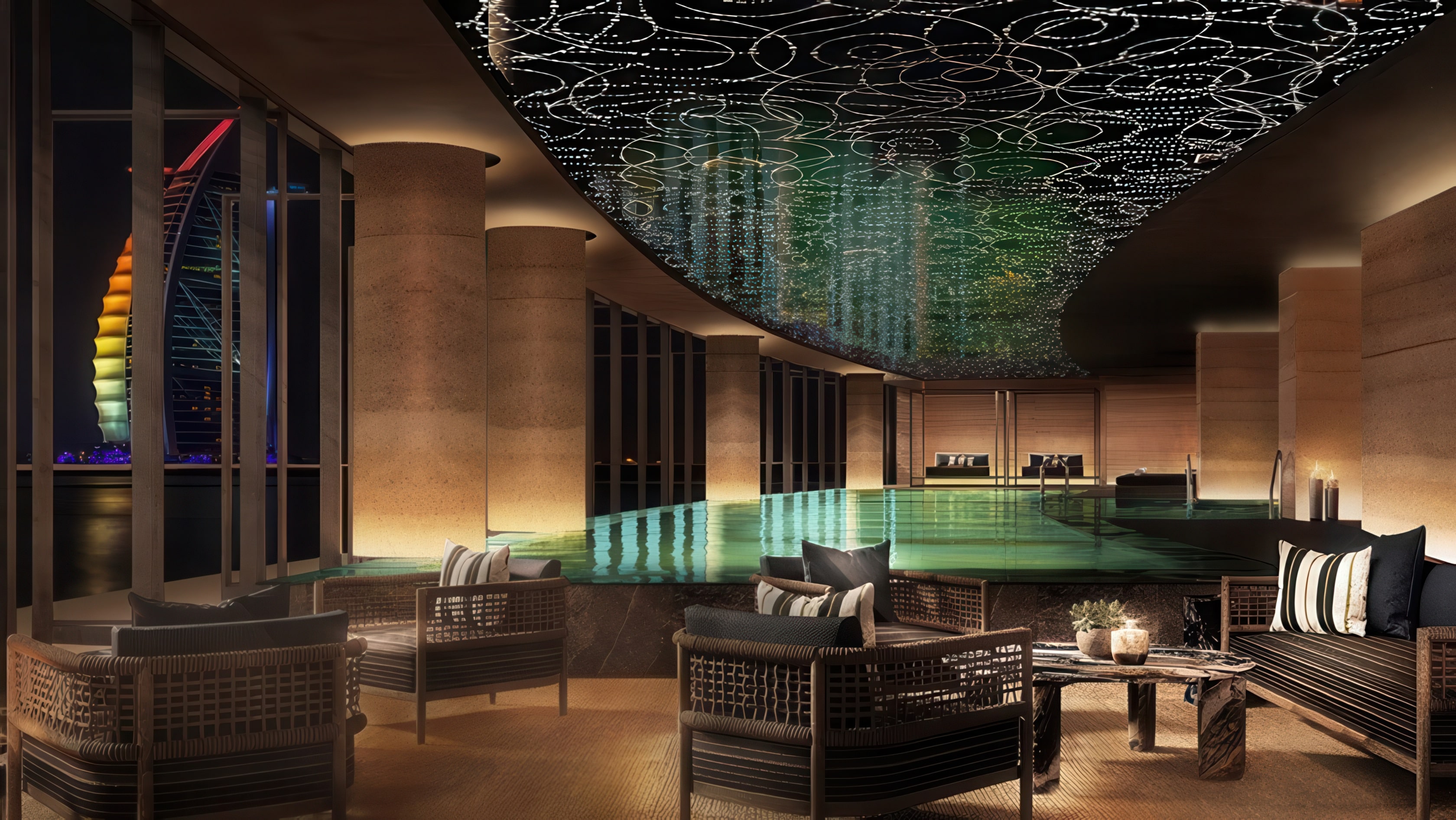 Indoor infinity pool at Jumeirah Marsa Al Arab in Dubai opening March 14th