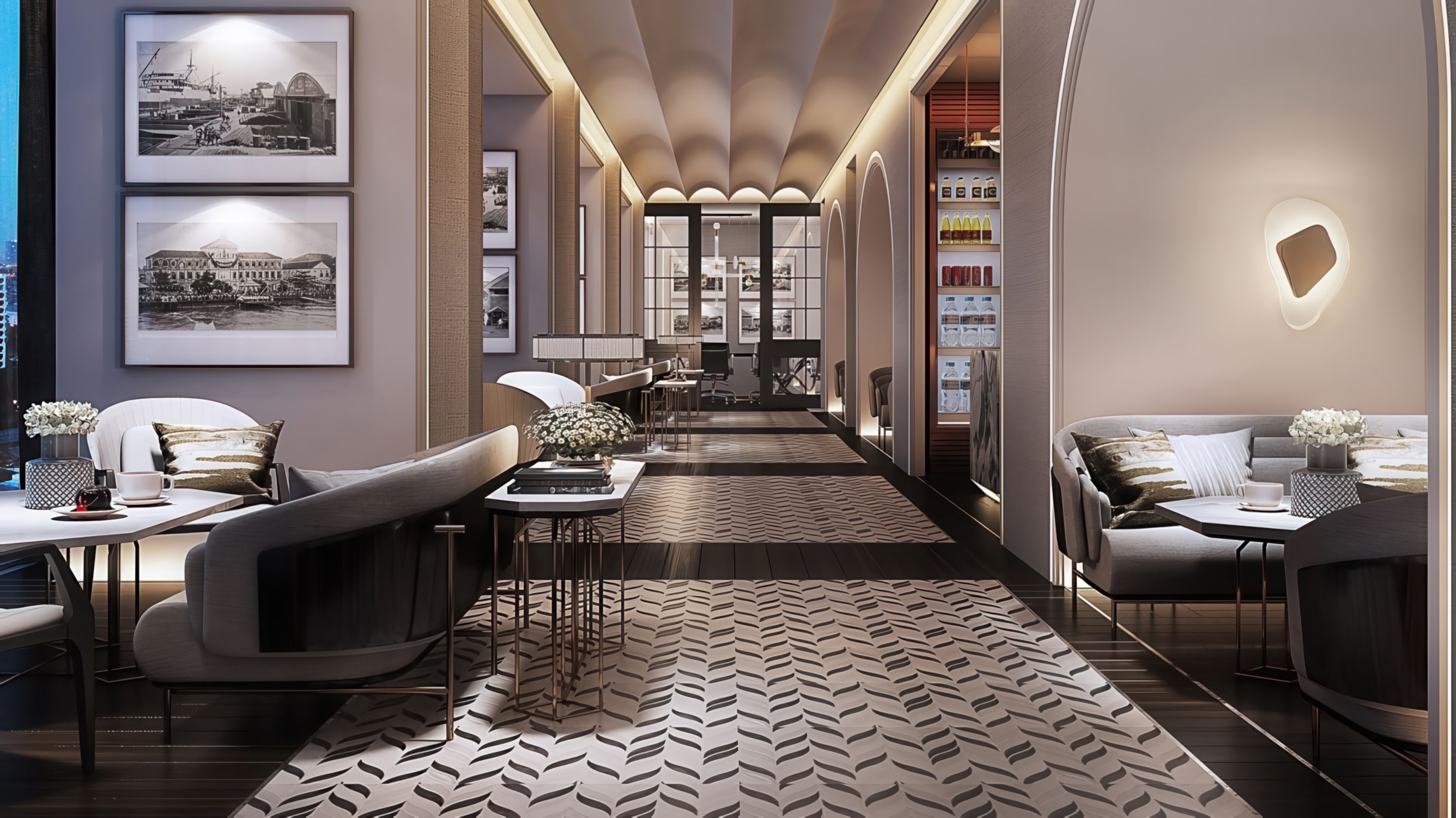 Club Level lounge designed for both business and leisure