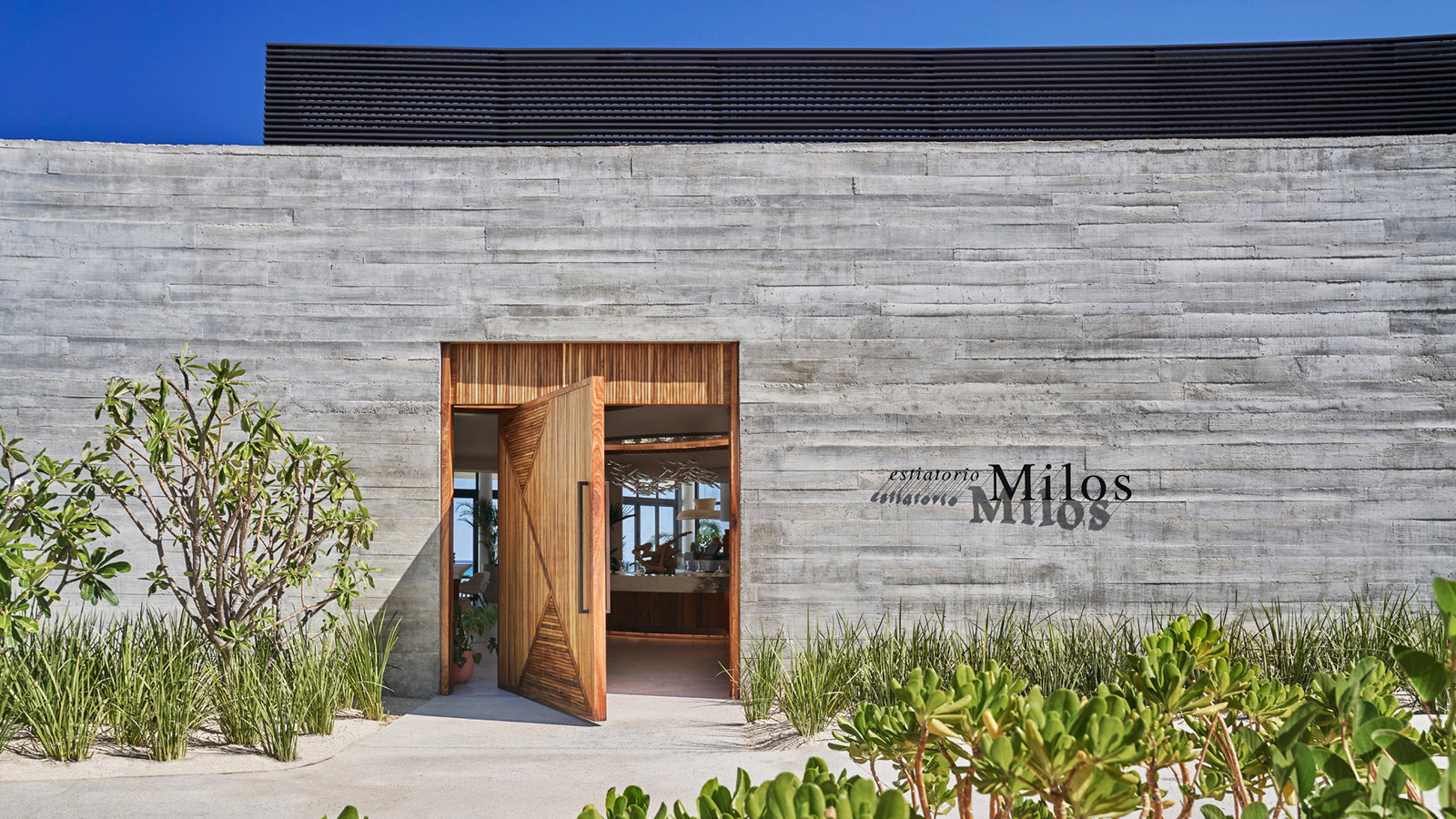 Estiatorio Milos entryway at Four Seasons Los Cabos in Costa Palmas