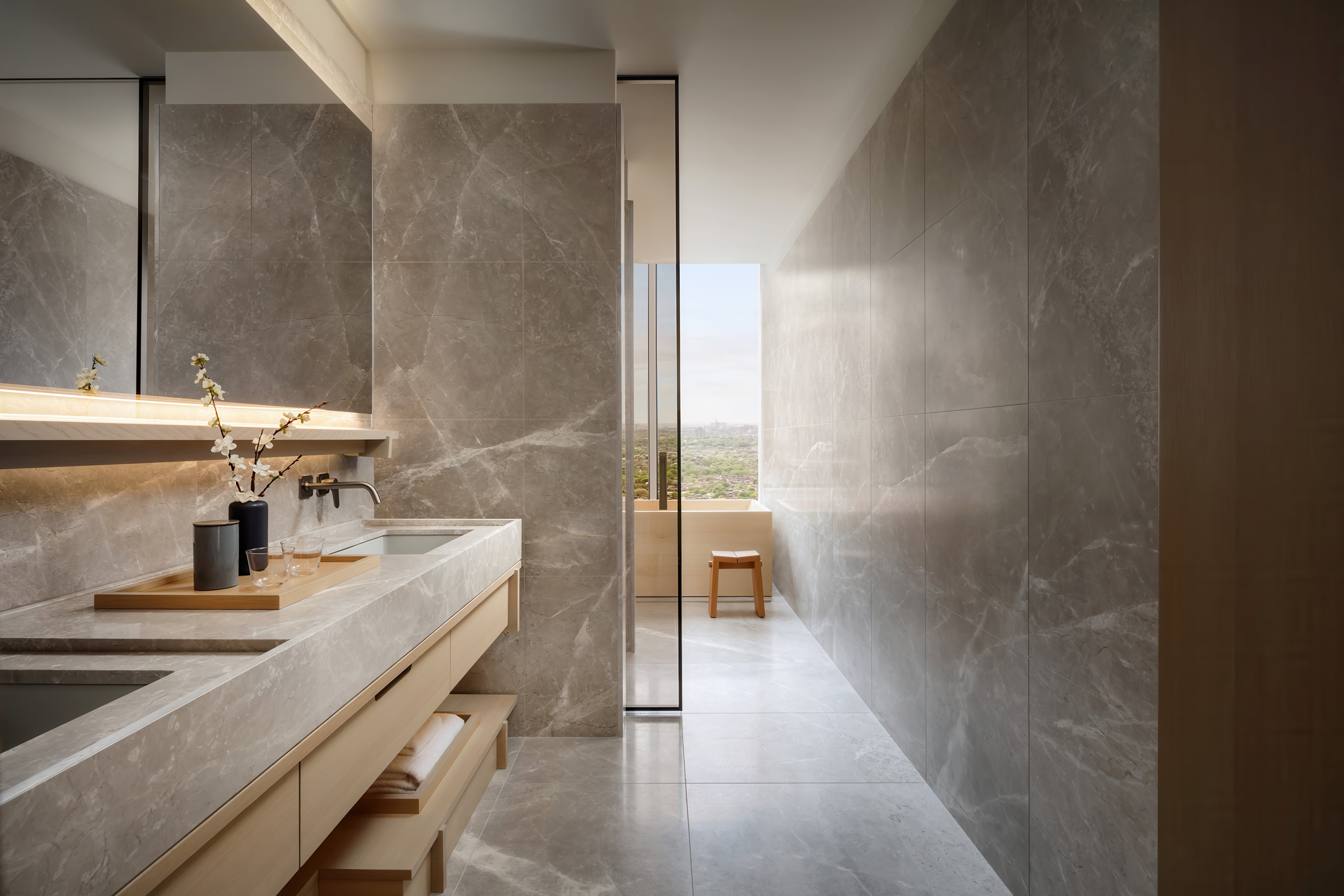 Nobu's bathrooms are inspired by traditional Japanese spas