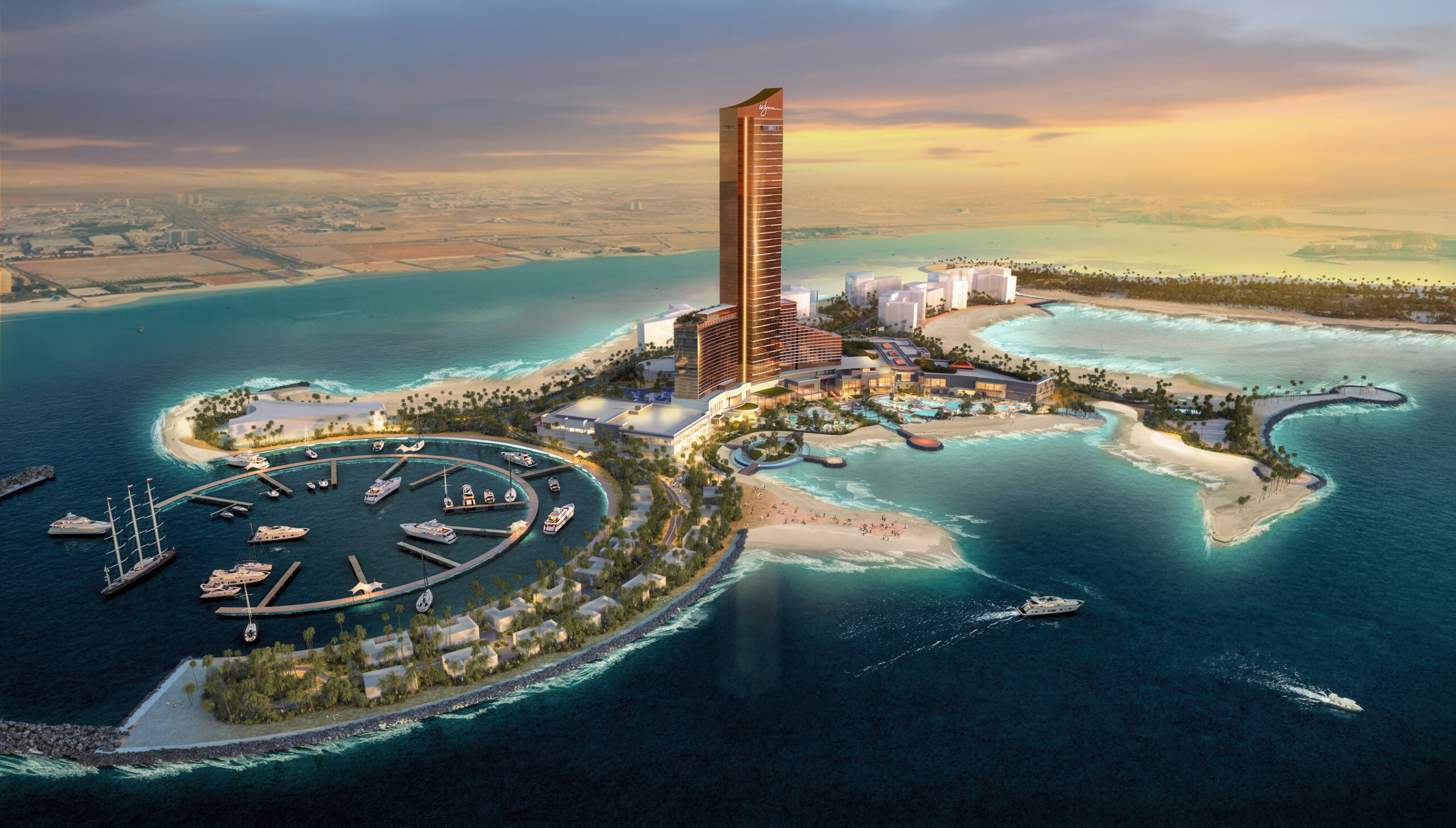 Aerial view of Wynn Al Marjan Island, expected to be completed in 2027
