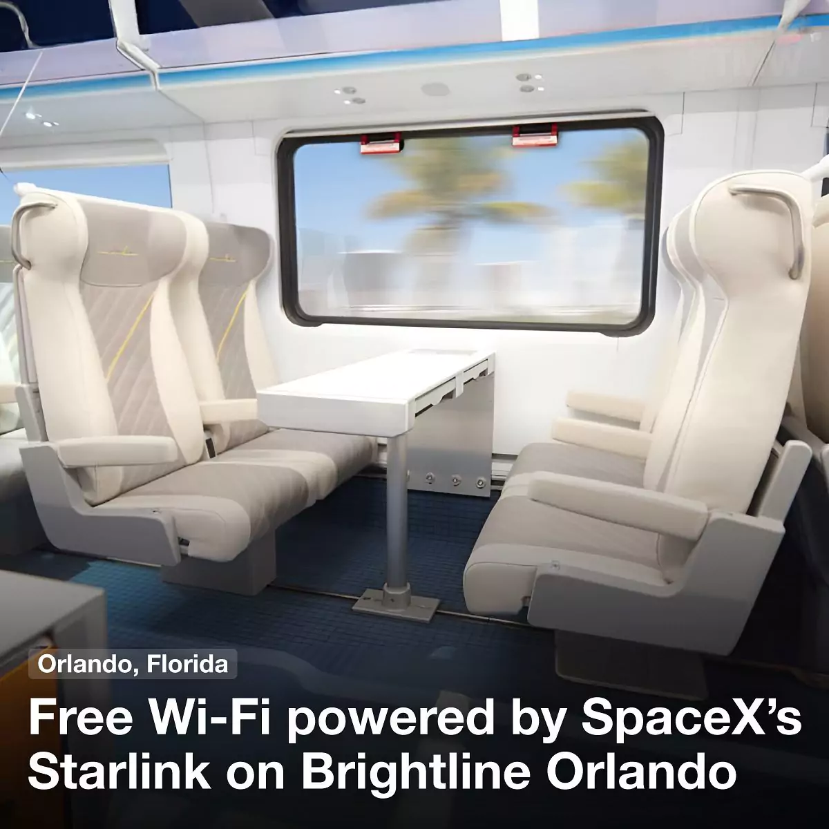 Free Wi-Fi powered by SpaceX's Starlink on Brightline Orlando