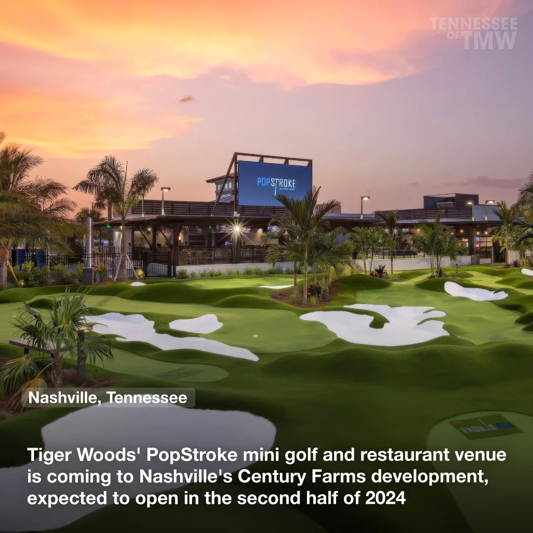 Tiger Woods' PopStroke mini golf and restaurant venue is coming to Nashville's Century Farms development, expected to open in the second half of 2024