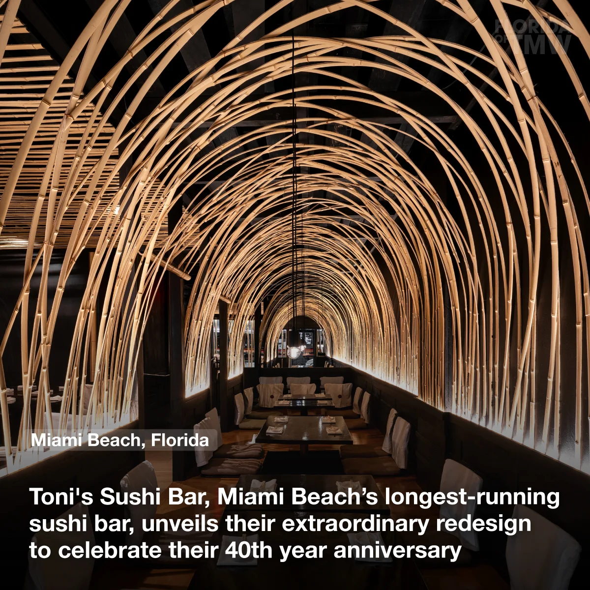 Toni's Sushi Bar, Miami Beach’s longest-running sushi bar, unveils their extraordinary redesign to celebrate their 40th-year anniversary