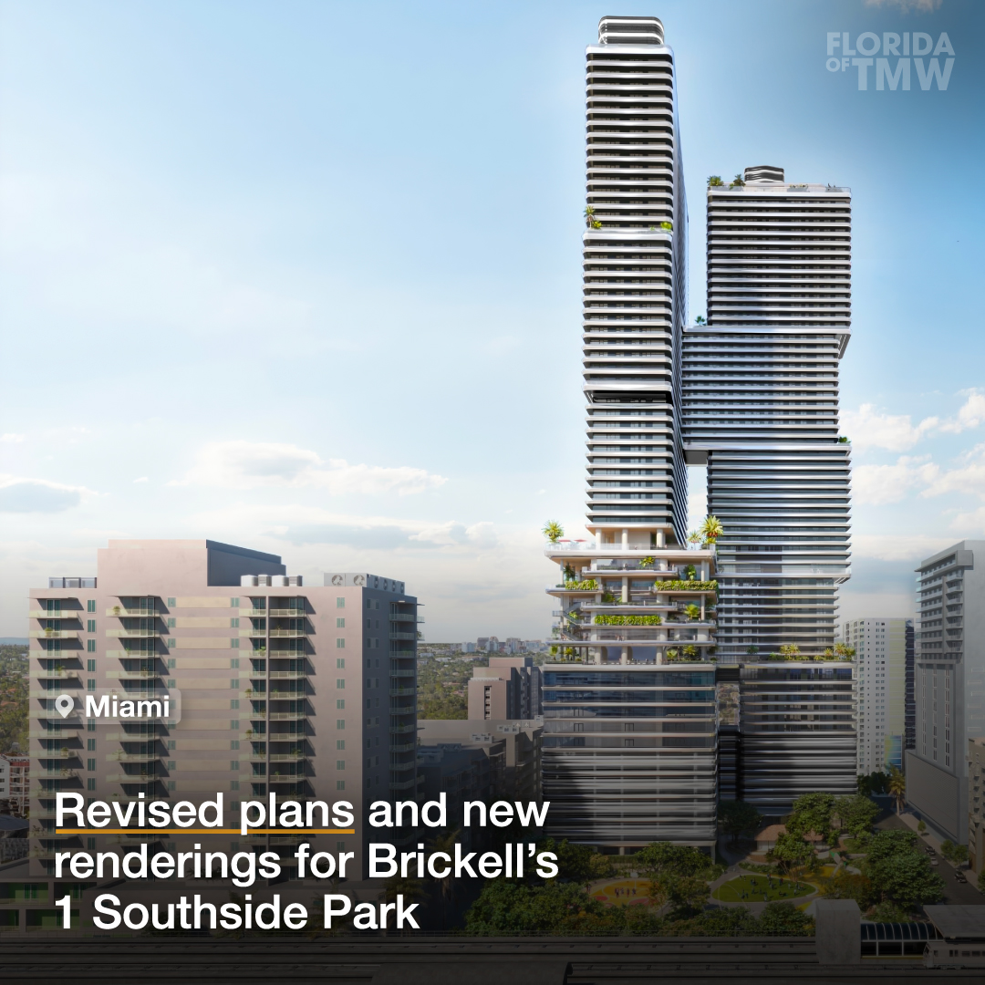 Revised plans and new renderings for Brickell’s 1 Southside Park
