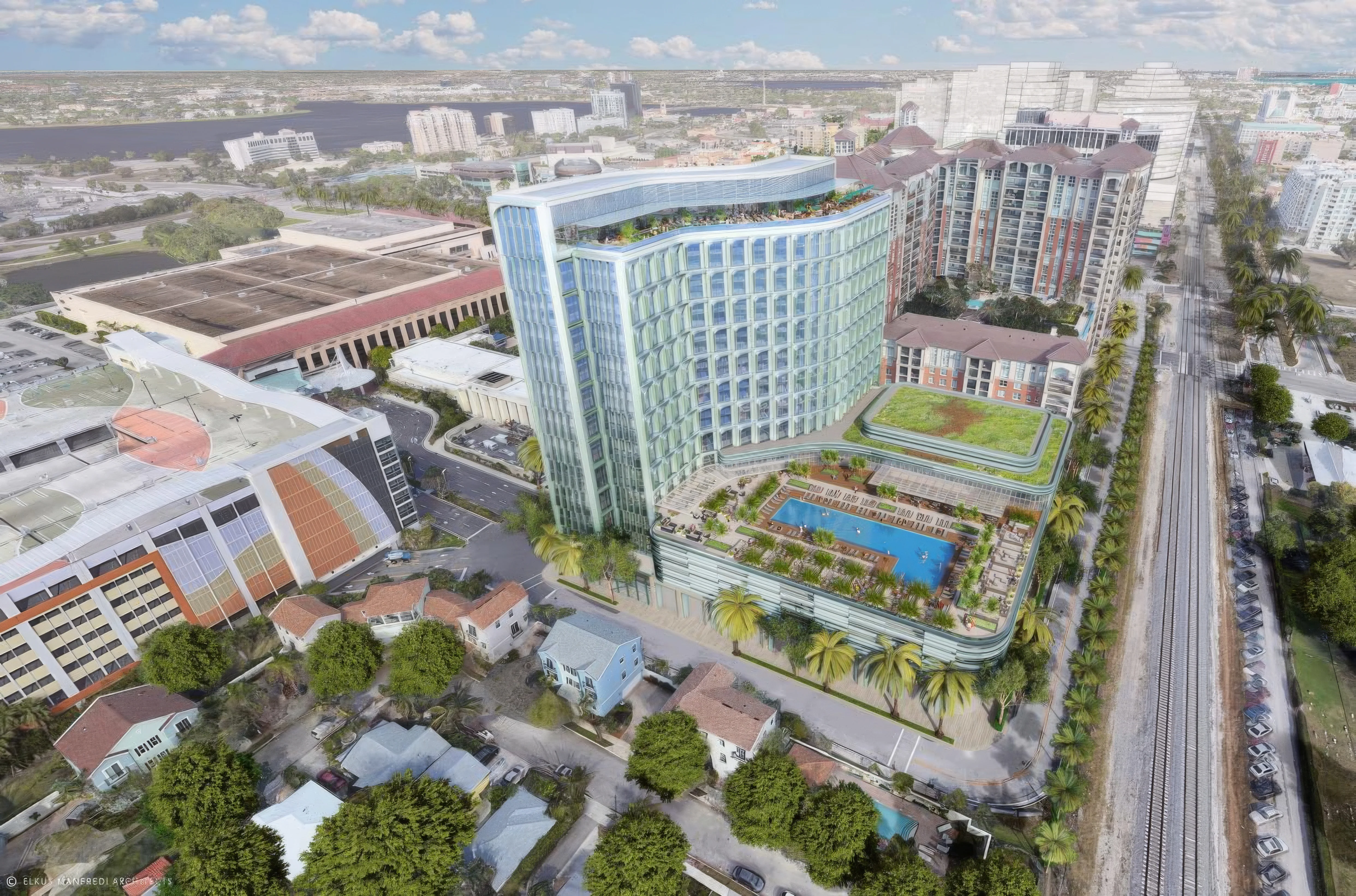 Rendering of Related Cos. proposed 400-room Hilton Hotel at Palm Beach County Convention Center