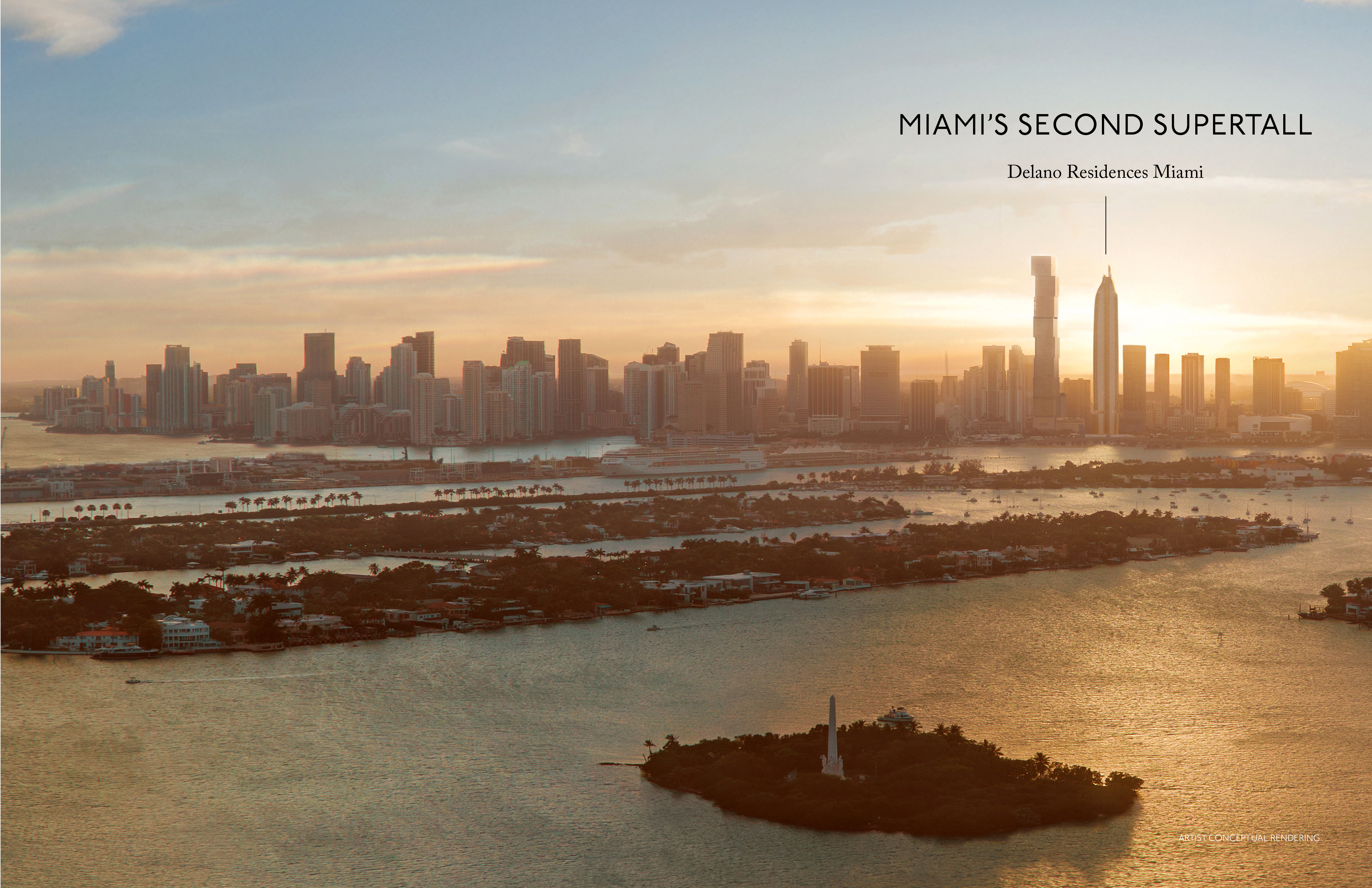 PMG and Ennismore have officially unveiled Delano Residences Miami, a 90-story supertall alongside the Waldorf Astoria tower.