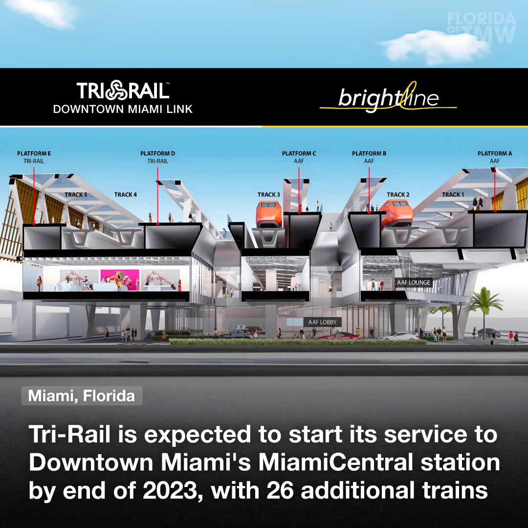 Tri-Rail is expected to start its service to Downtown Miami's MiamiCentral station by end of 2023