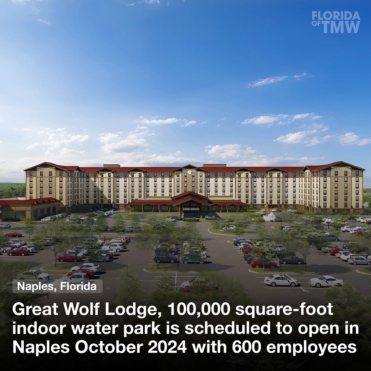 Great Wolf Lodge, 100,000 square-foot indoor water park is scheduled to open in Naples October 2024 