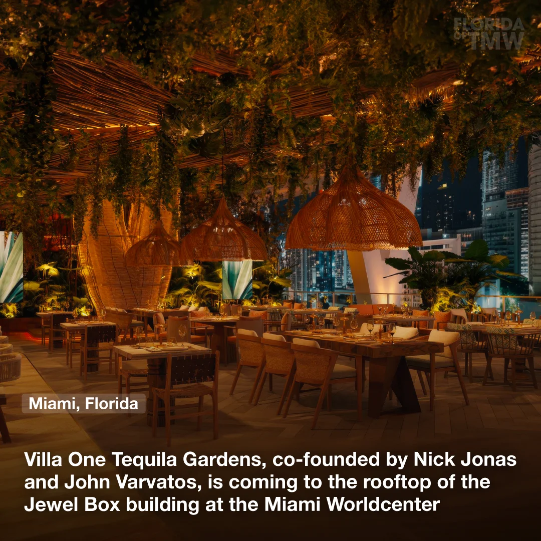 Villa One Tequila Gardens, co-founded by Nick Jonas and John Varvatos, is coming to the rooftop of theJewel Box building at the Miami Worldcenter