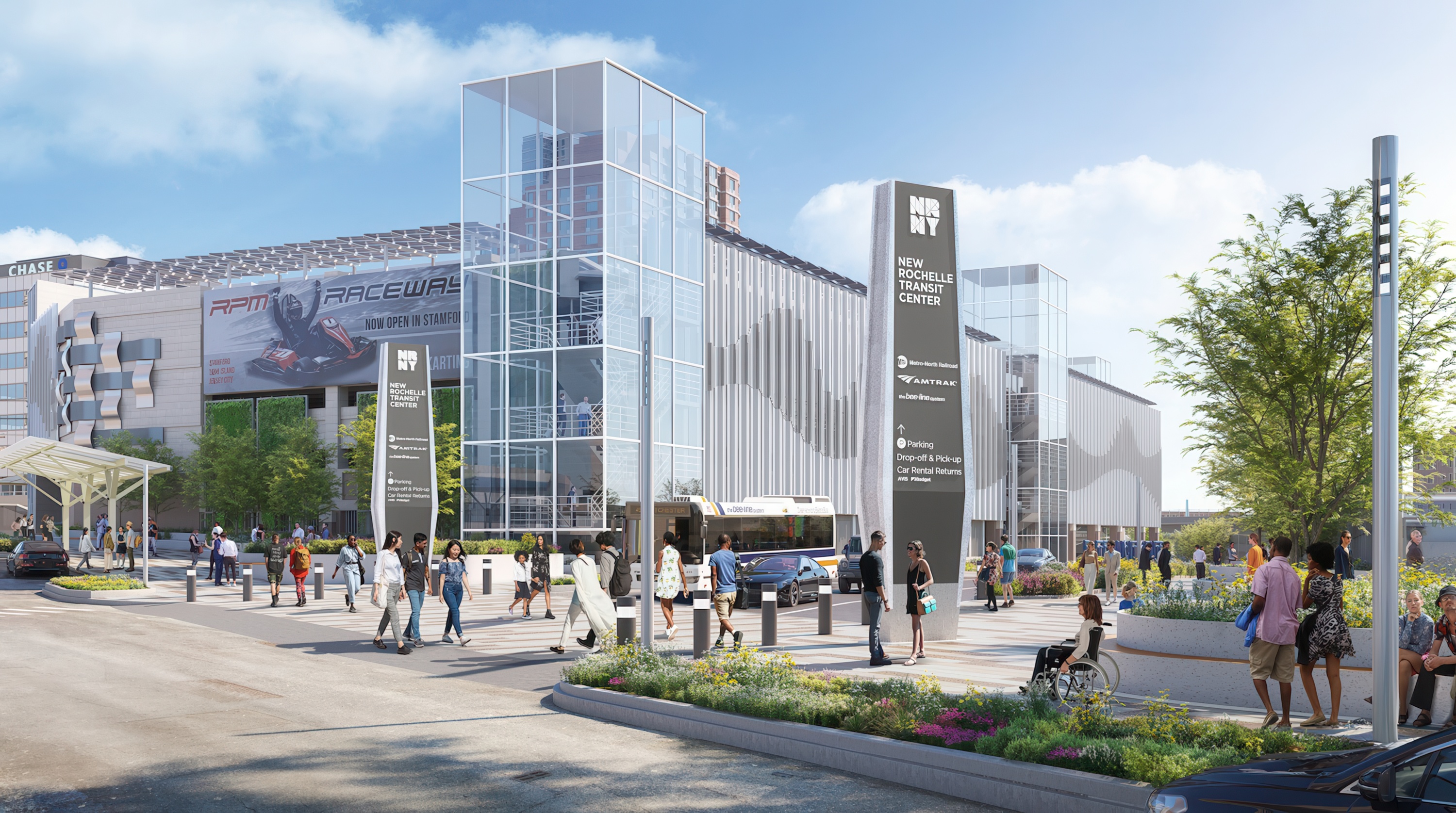 Inside look at the New RochelleTransit Center, a new modern pedestrian-oriented hub