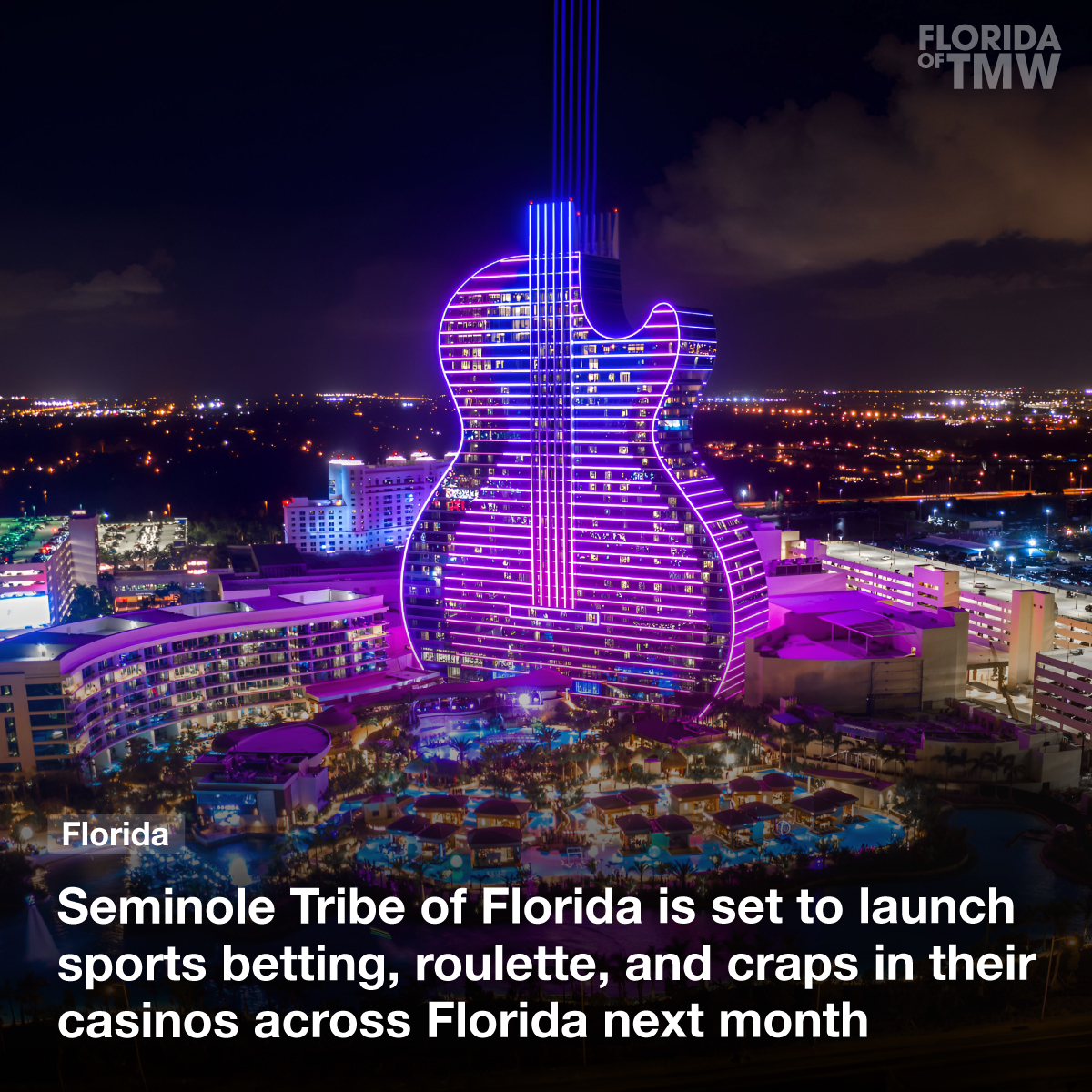 Seminole Tribe is set to launch sports betting, roulette, and craps in their casinos across Florida 