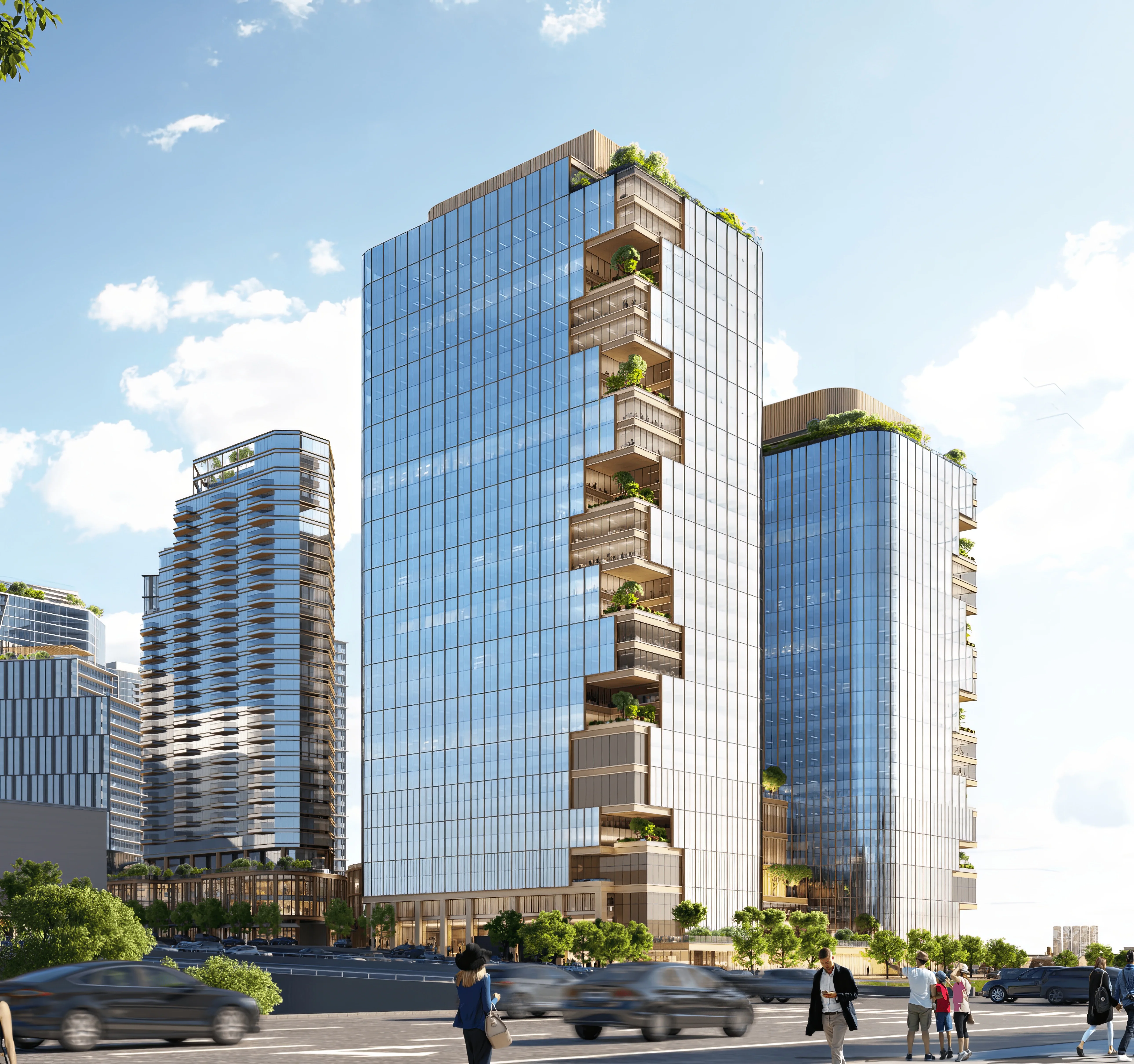 Renderings revealed for multi-tower Mid City Nashville, a new mixed-use development at the former Beaman Site, with new road connecting McGavock with Broadway