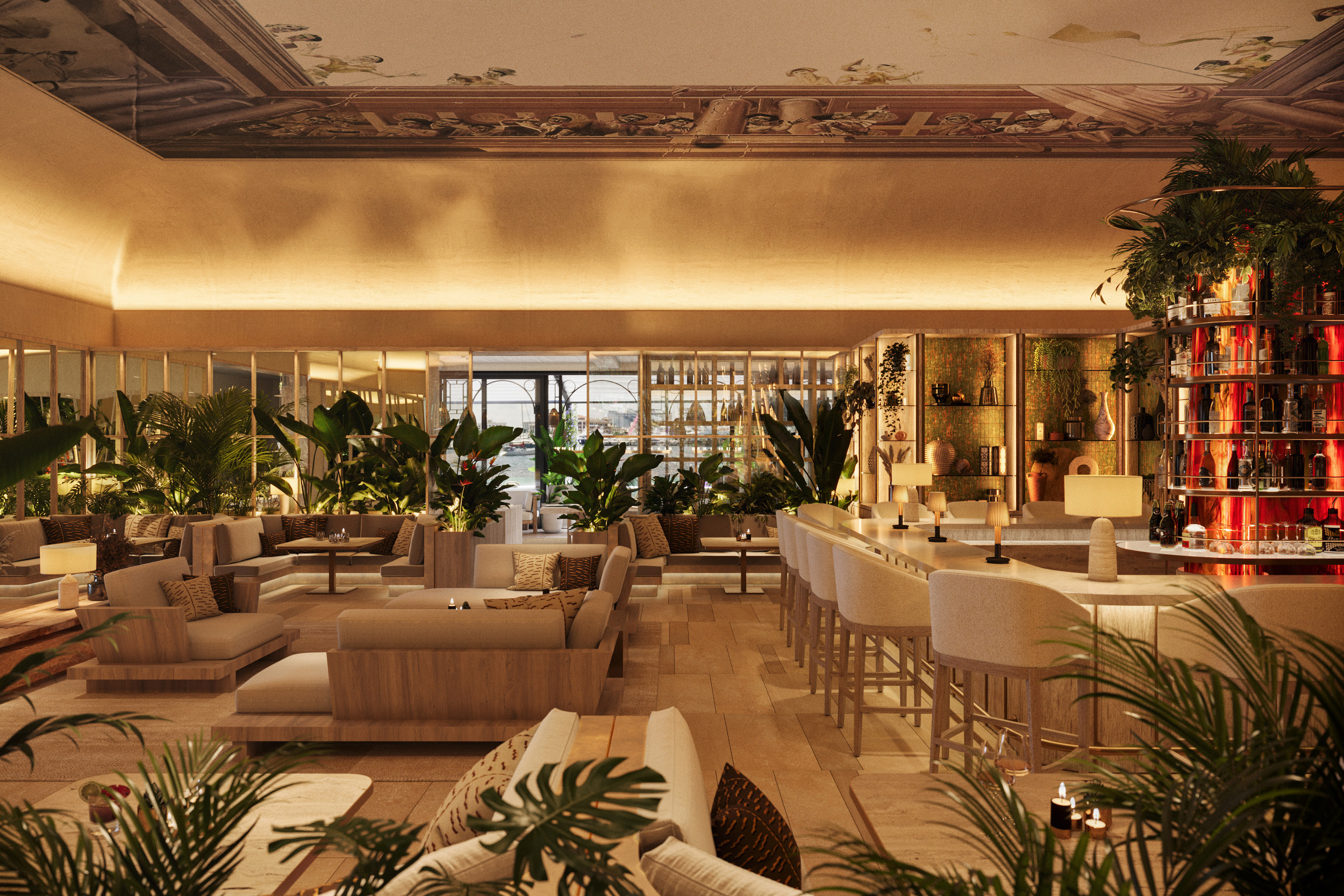Inside Tutto Mare, Palm Beach’s first true Intracoastal waterfront restaurant