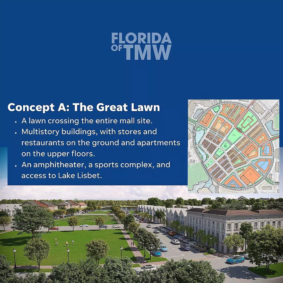 New concepts for the Mall at Wellington Green. The walkable district would have residences, shops, restaurants, and light-rail to West Palm.
