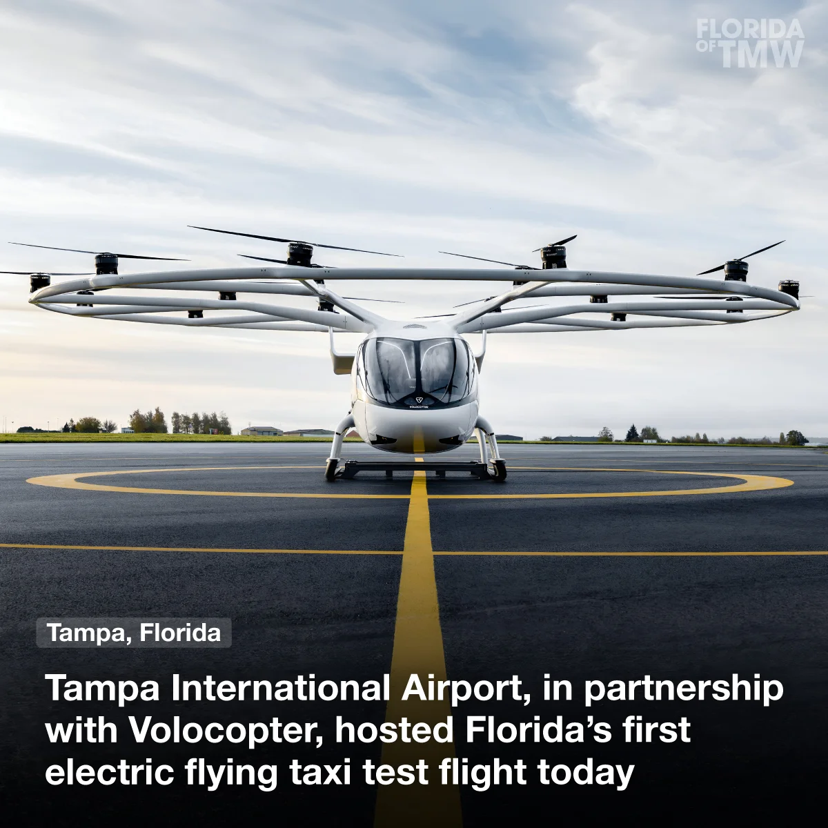 Tampa International Airport (TPA) hosted Florida’s first electric flying taxi test flight today
