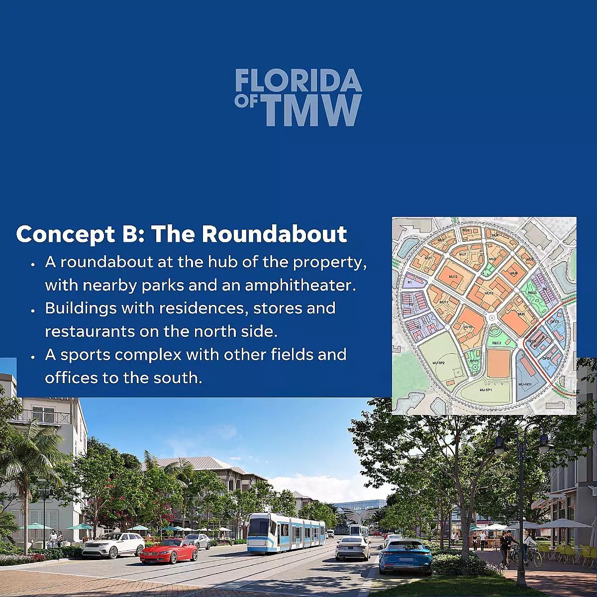 New concepts for the Mall at Wellington Green. The walkable district would have residences, shops, restaurants, and light-rail to West Palm.