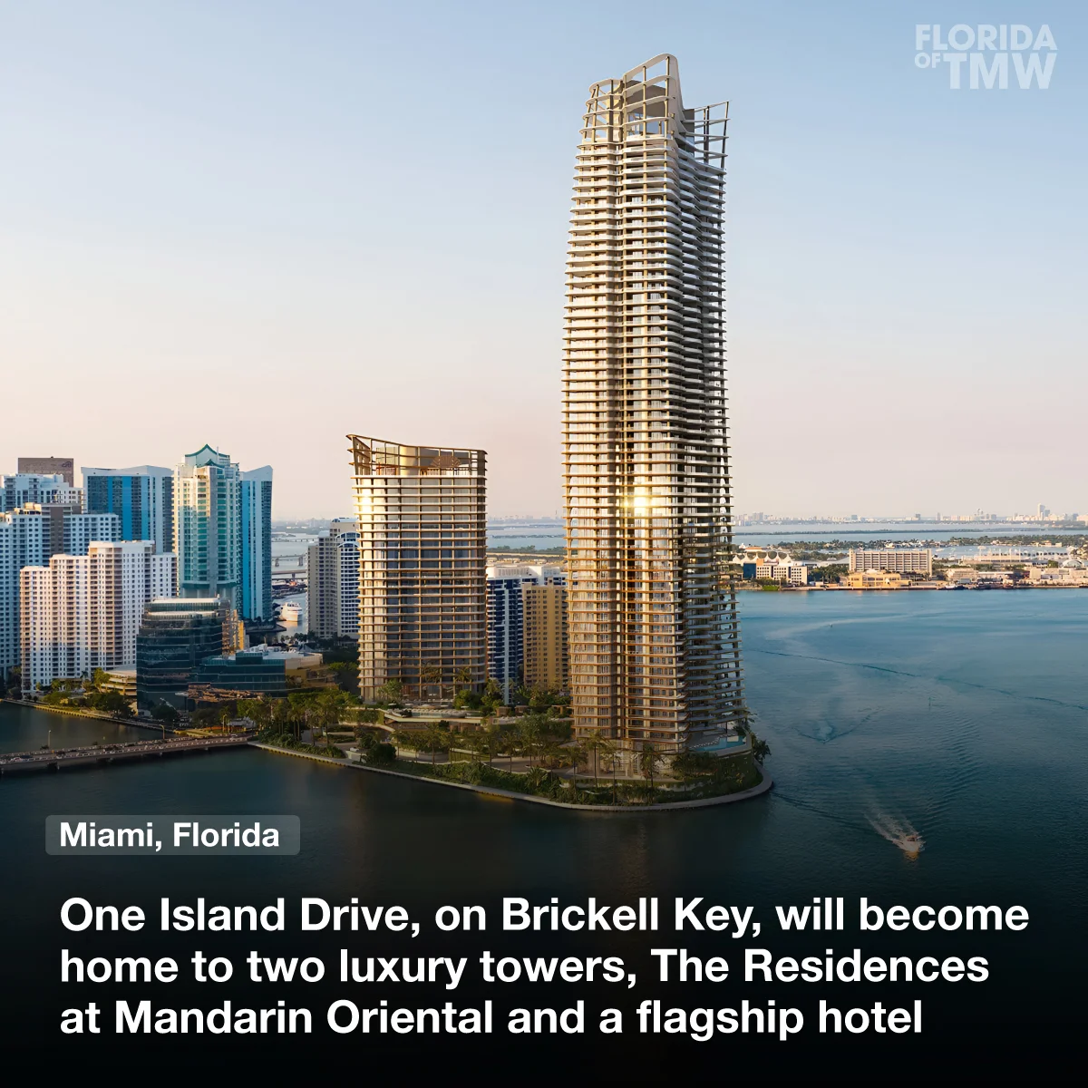 One Island Drive, on Brickell Key, will become home to two luxury towers