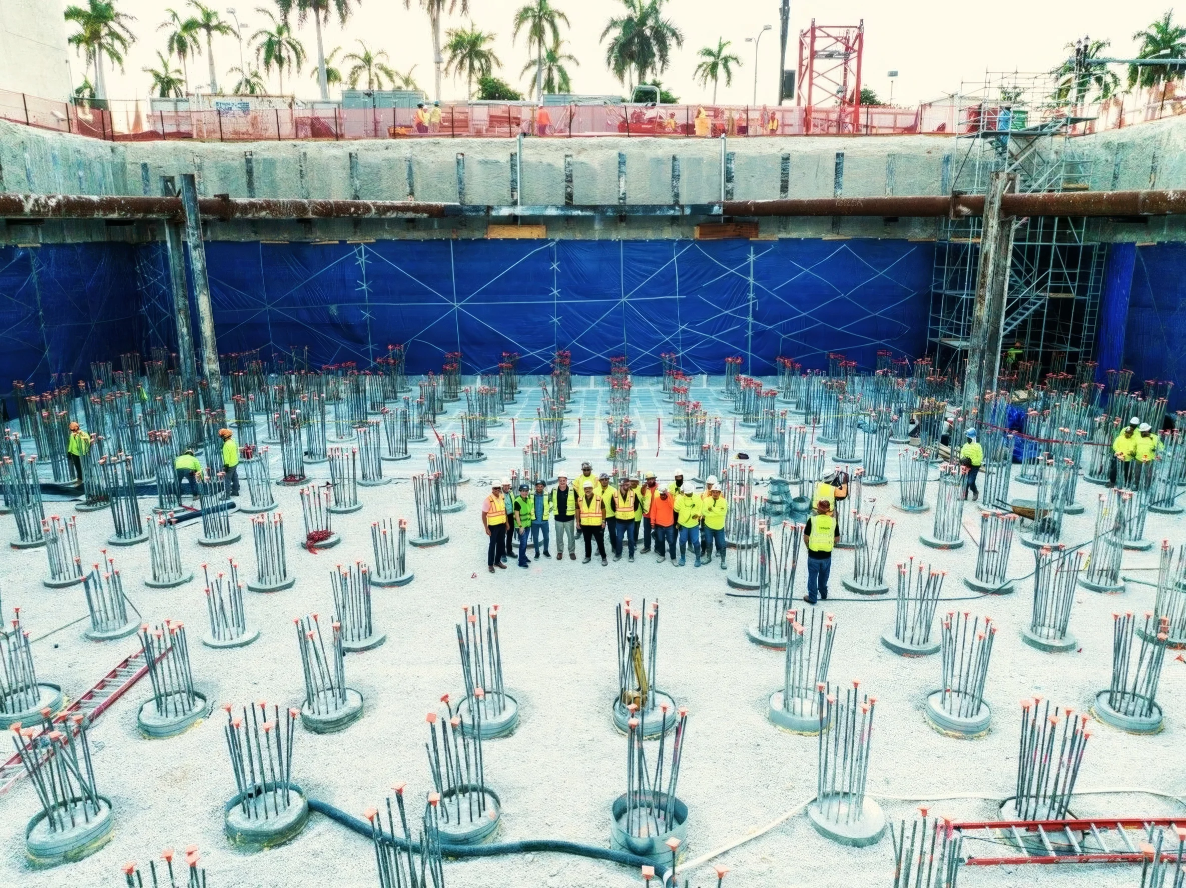 Miami's first supertall skyscraper, Waldorf Astoria Hotel& Residences, makes significant progress on foundation work with record 190-foot deep auger cast piles