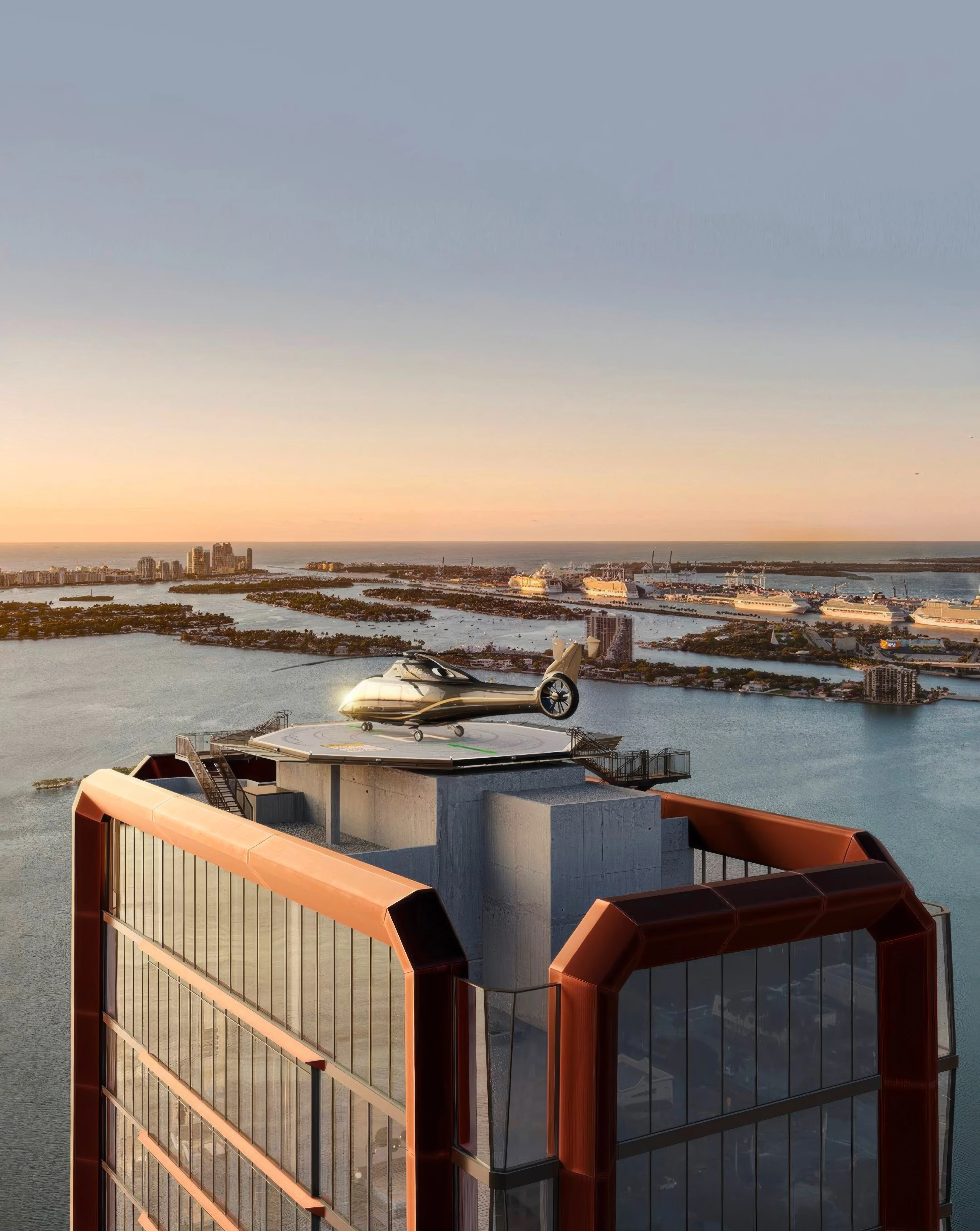 Terra & Major Food Group join forces to launch Villa Miami, a 58-story waterfront condominium tower, offering residents a rooftop helipad