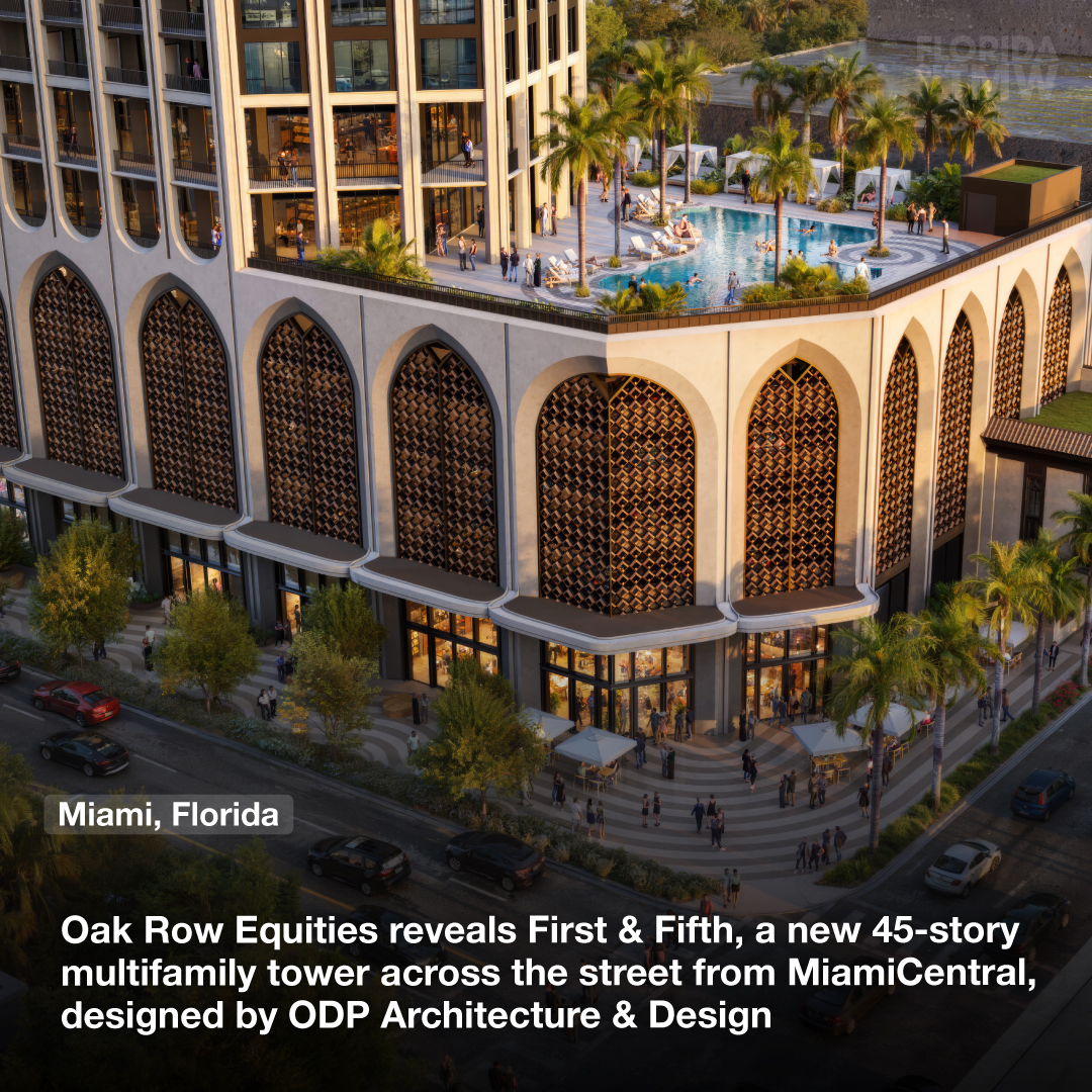 Oak Row Equities reveals First & Fifth, a new 45-story multifamily tower across the street from MiamiCentral, designed by ODP Architecture & Design 