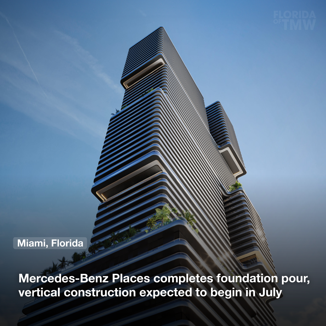 Mercedes-Benz Places completes foundation pour, vertical construction expected to begin in July