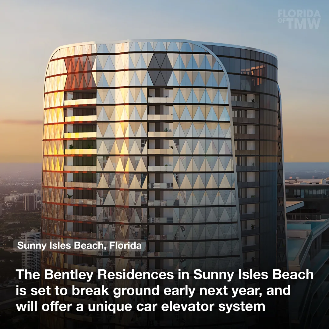 The Bentley Residences in Sunny Isles Beach is set to break ground early next year, and will offer a unique car elevator system