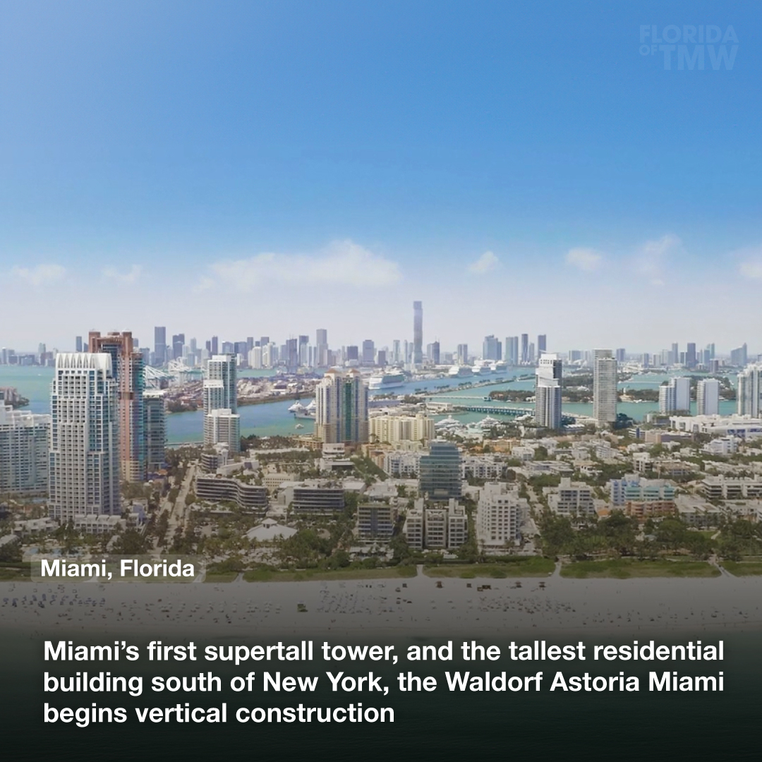 Waldorf Astoria Miami, the soon-to-be tallest residential building south of NYC begins vertical construction