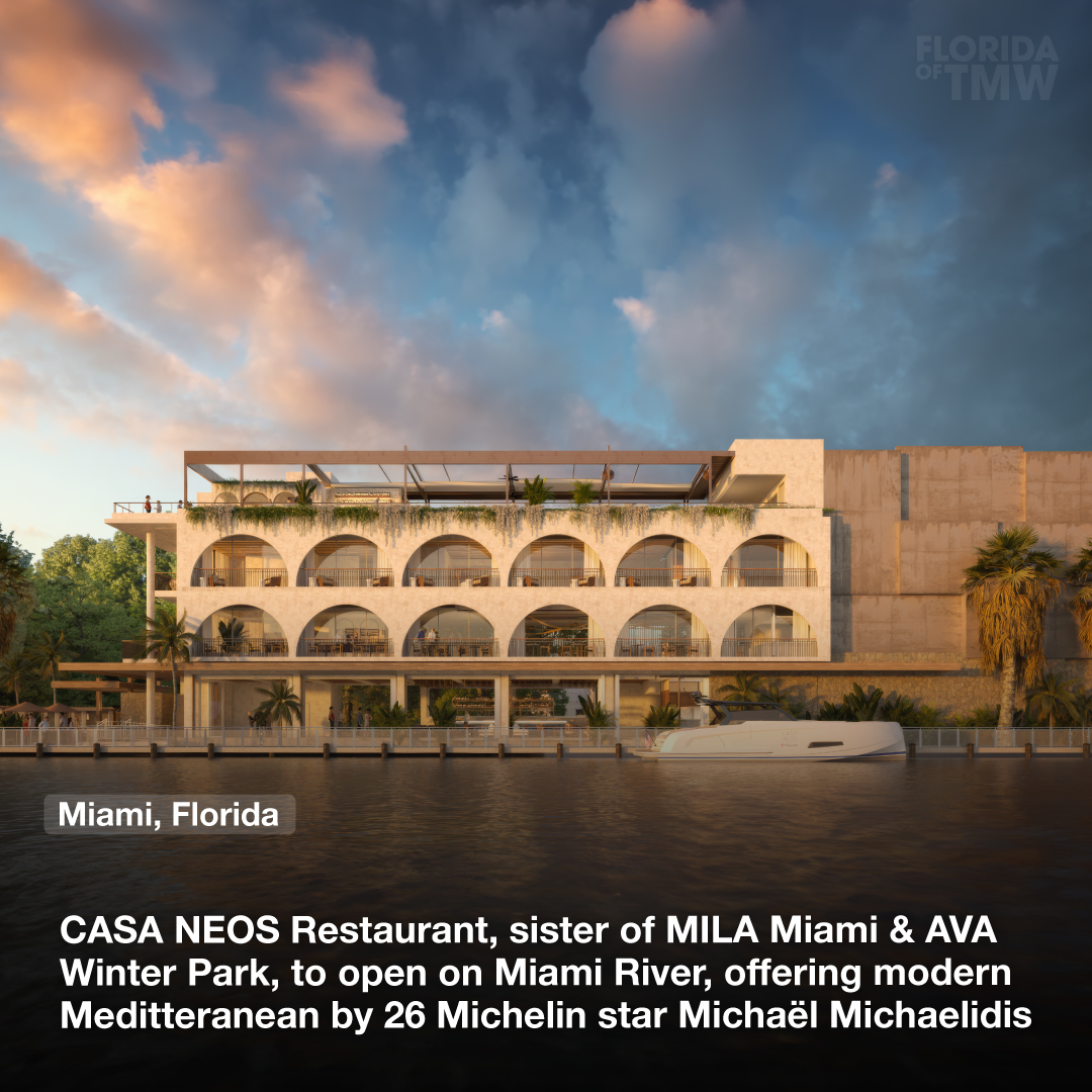 CASA NEOS Restaurant, sister of MILA Miami & AVA Winter Park, to open on Miami River, offering modern Meditteranean by 26 Michelin star Chef Michaël Michaelidis