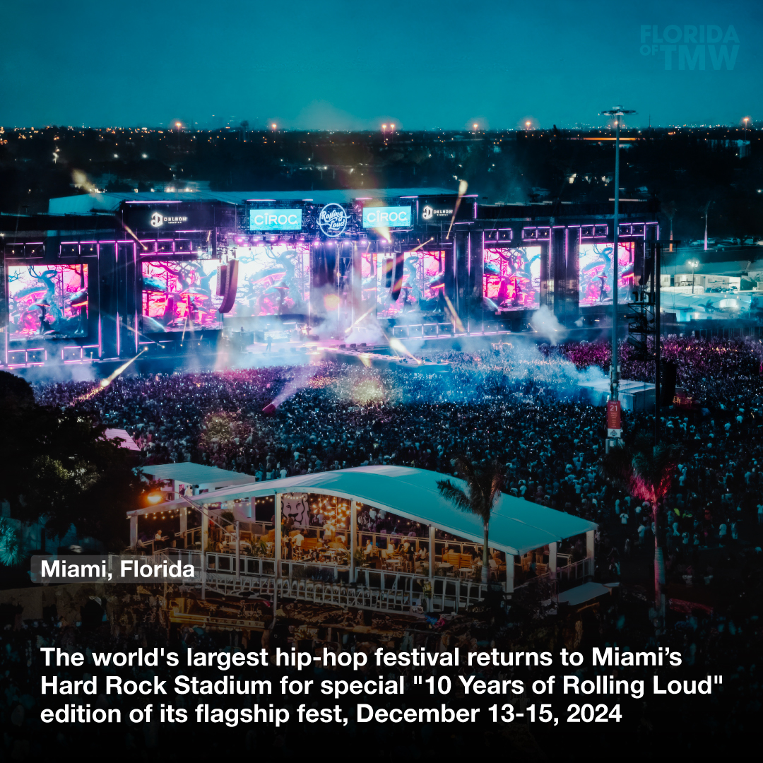 The world's largest hip-hop festival returns to Miami’s Hard Rock Stadium for a special "10 Years of Rolling Loud" edition of its flagship fest, December 13-15, 2024