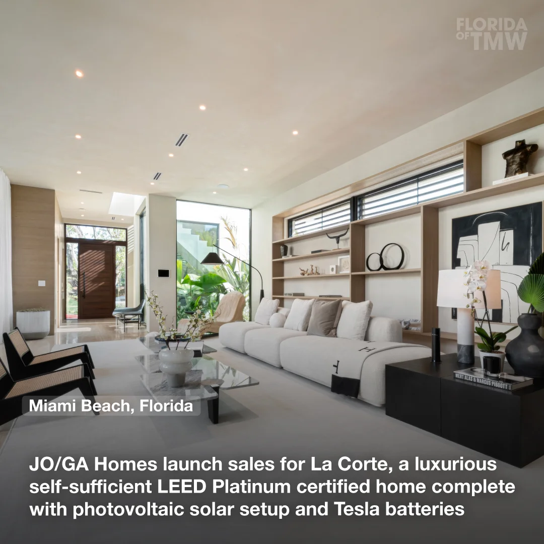 JO/GA Homes launch sales for La Corte, a luxurious self-sufficient LEED Platinum certified home complete with photovoltaic solar setup and Tesla batteries
