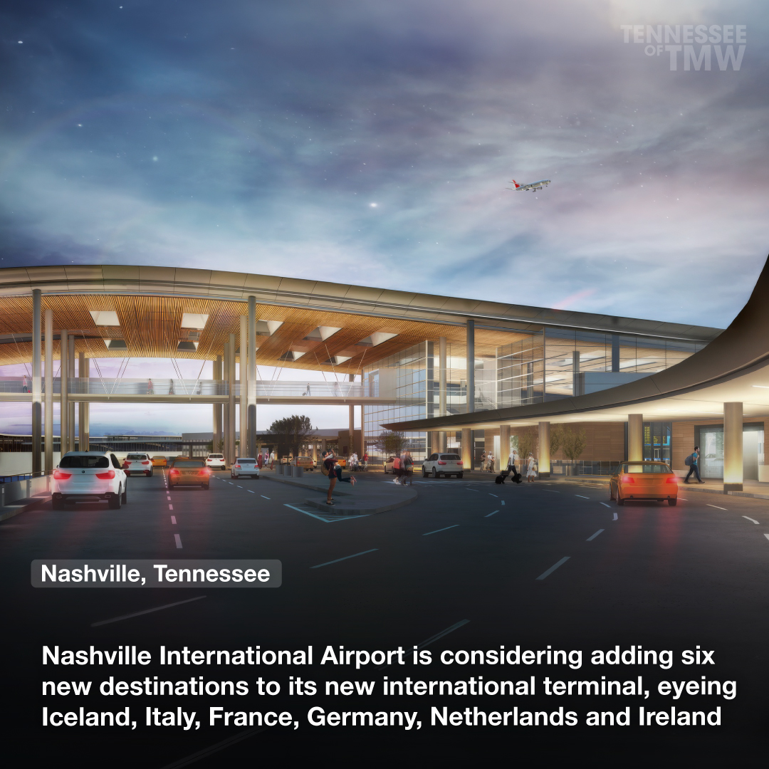 Nashville International Airport is considering adding six new destinations to its new international terminal, eyeing Iceland, Italy, France, Germany, Netherlands and Ireland