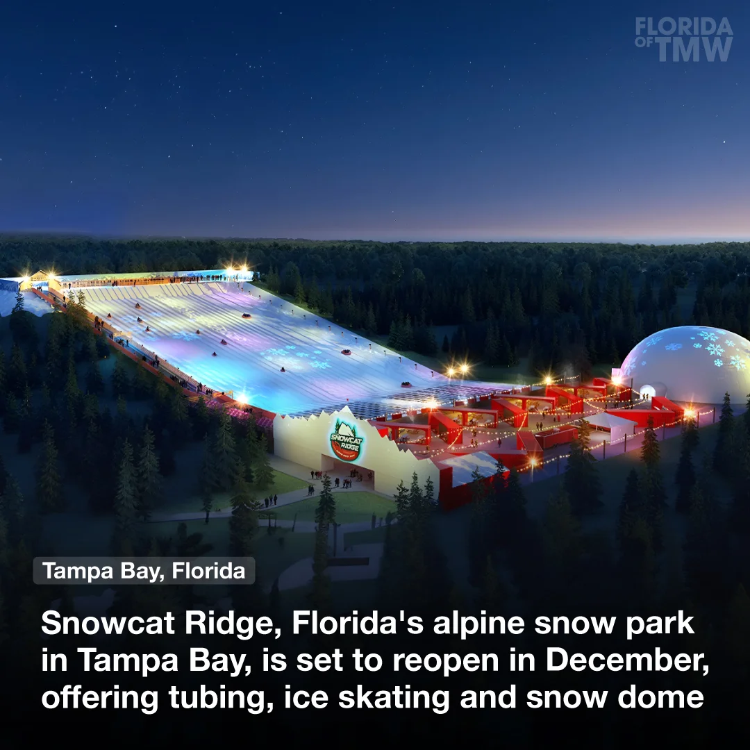 Snowcat Ridge, Florida's alpine snow park in Tampa Bay, is set to reopen in December