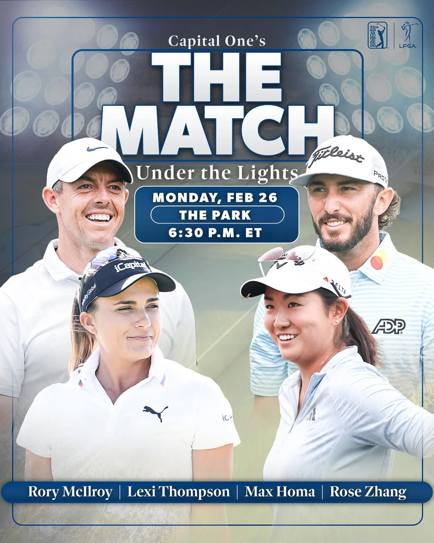 The Match, to be held under the lights at West Palm Beach’s reimagined ‘The Park’ muni golf course, featuring stars like Rory McIlroy, Max Homa, Lexi Thompson and Rose Zhang
