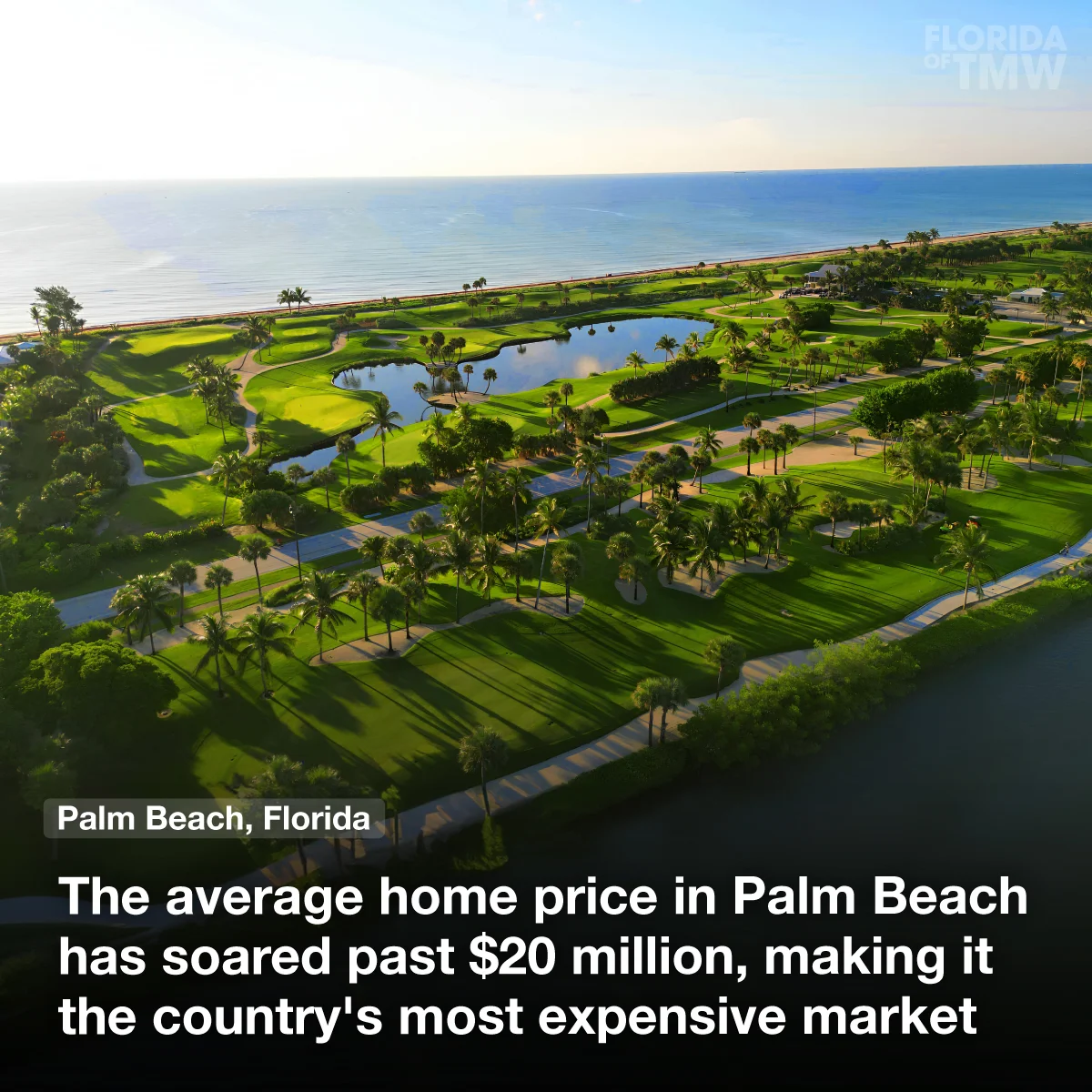 Average home price in Palm Beach passed $20 million, making it the country's most expensive market