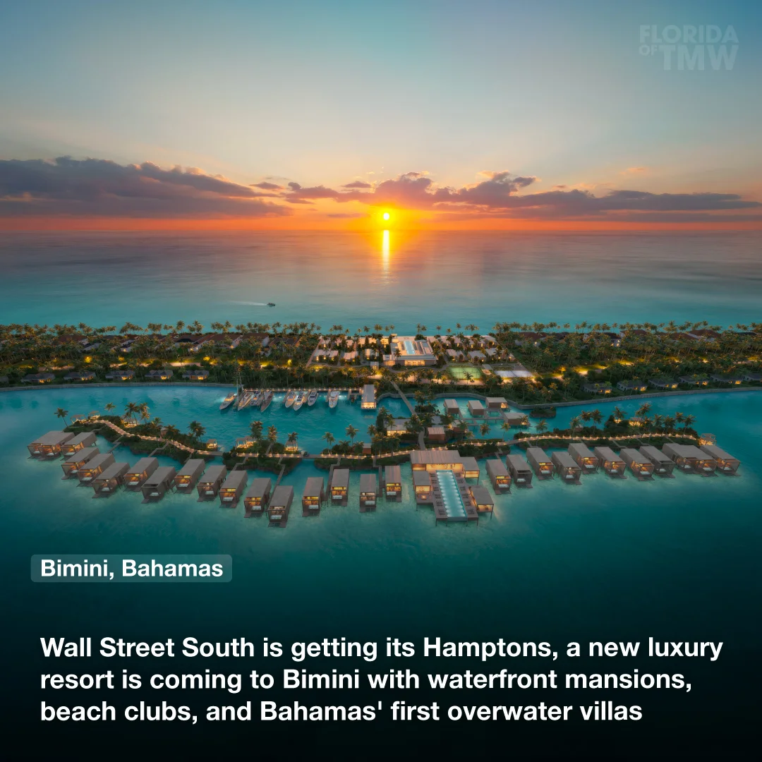 Wall Street South is getting its Hamptons, a new luxury resort is coming to Bimini with waterfront mansions, beach clubs, and the Bahamas' first overwater villas