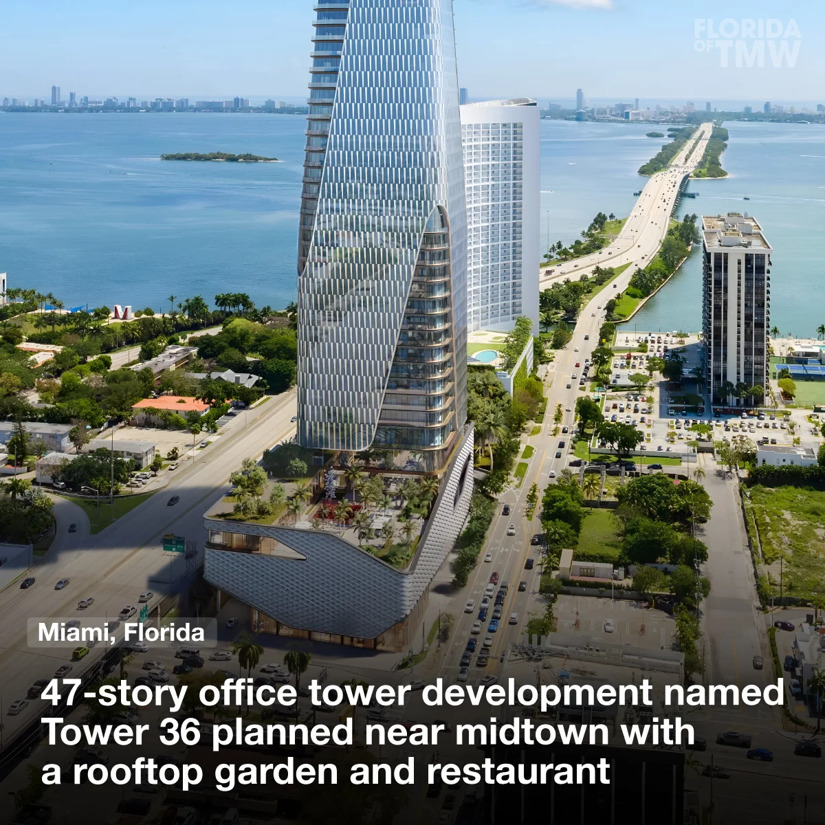 47-story office tower named Tower 36 planned near midtown with a rooftop garden and restaurant