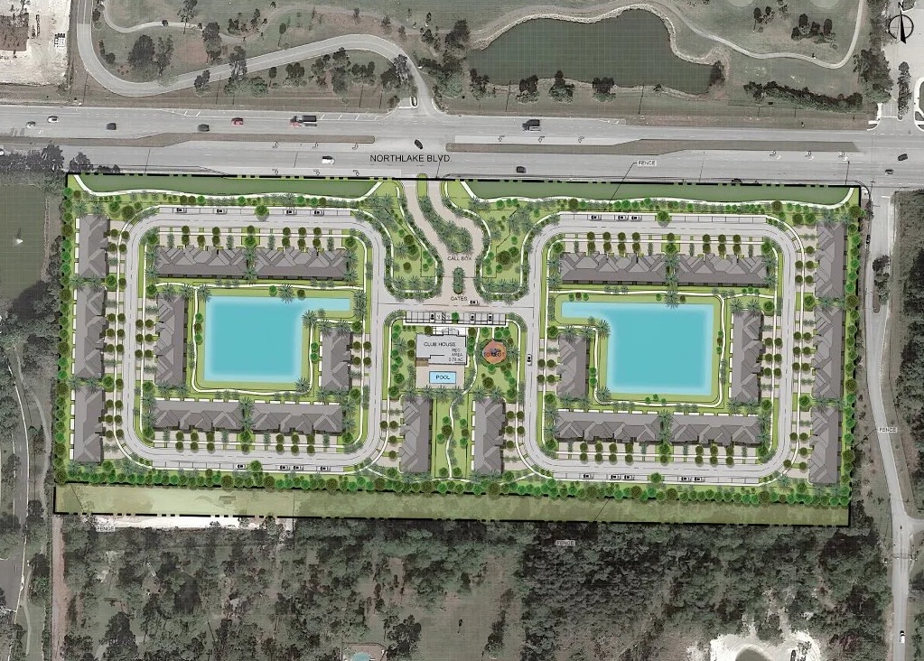 Vintage Oaks, a gated community featuring over 100 townhomes on Northlake Blvd nearing approval