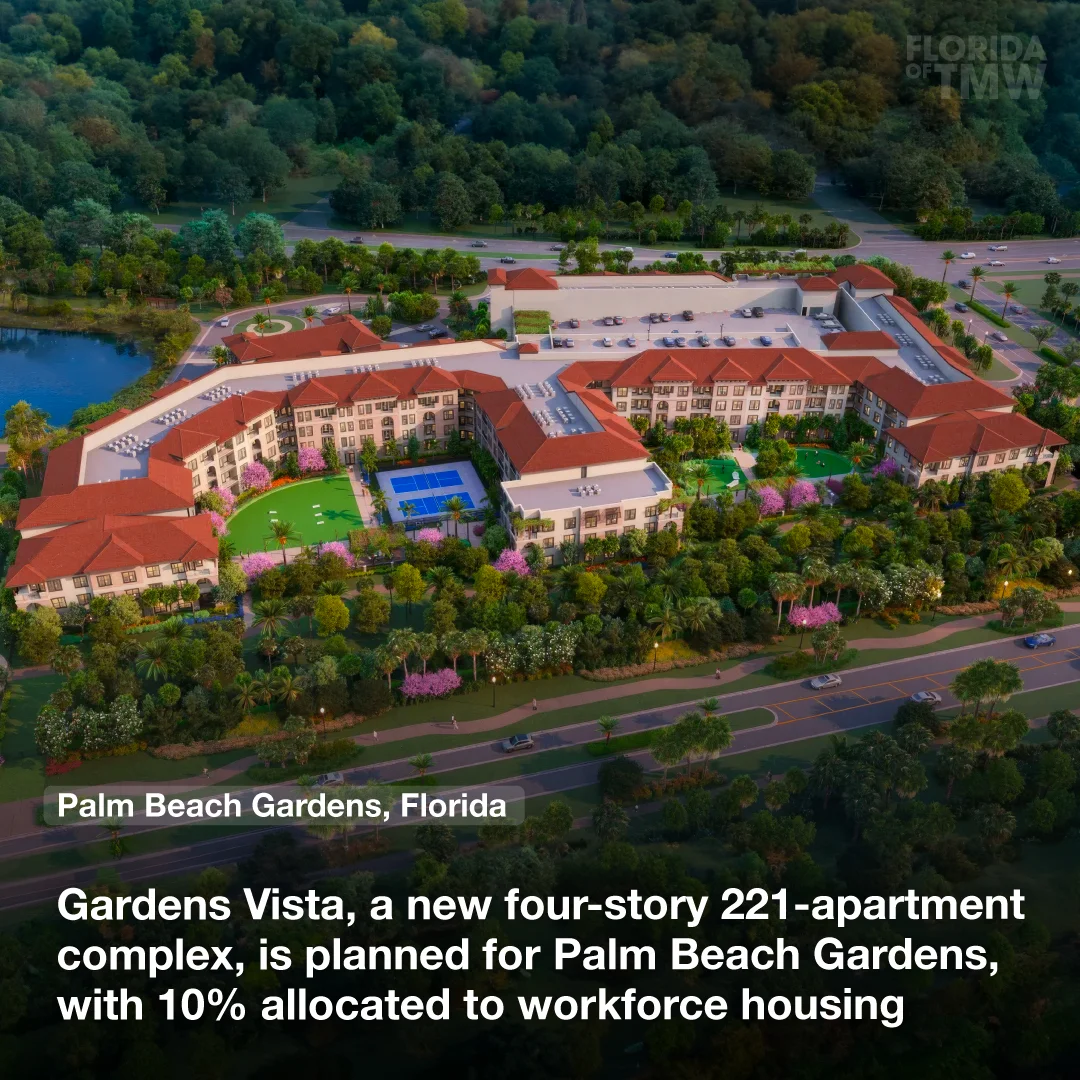 Gardens Vista, a new four-story 221-apartment complex, is planned for Palm Beach Gardens