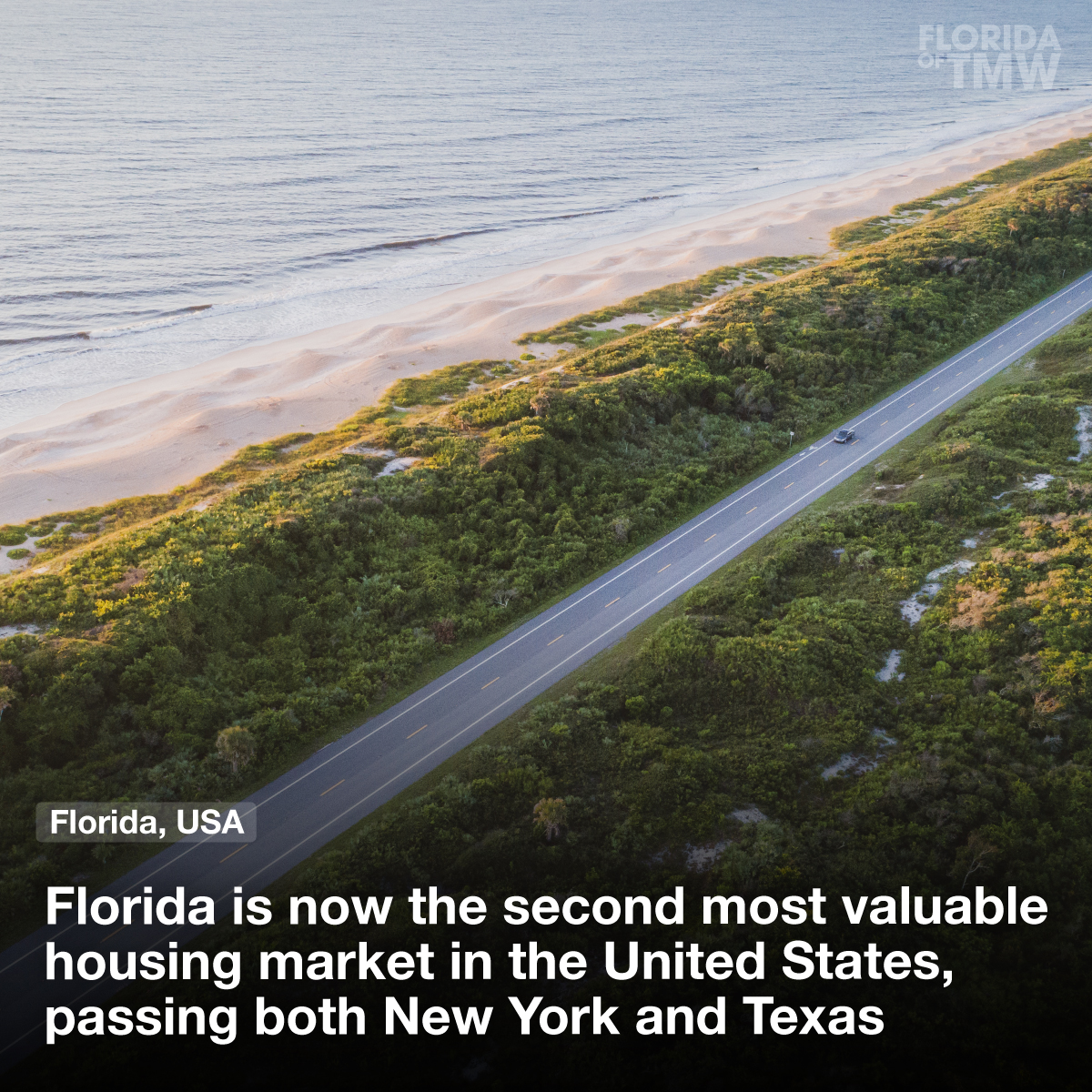 Florida is now the second most valuable housing market in the U.S, passing New York and Texas